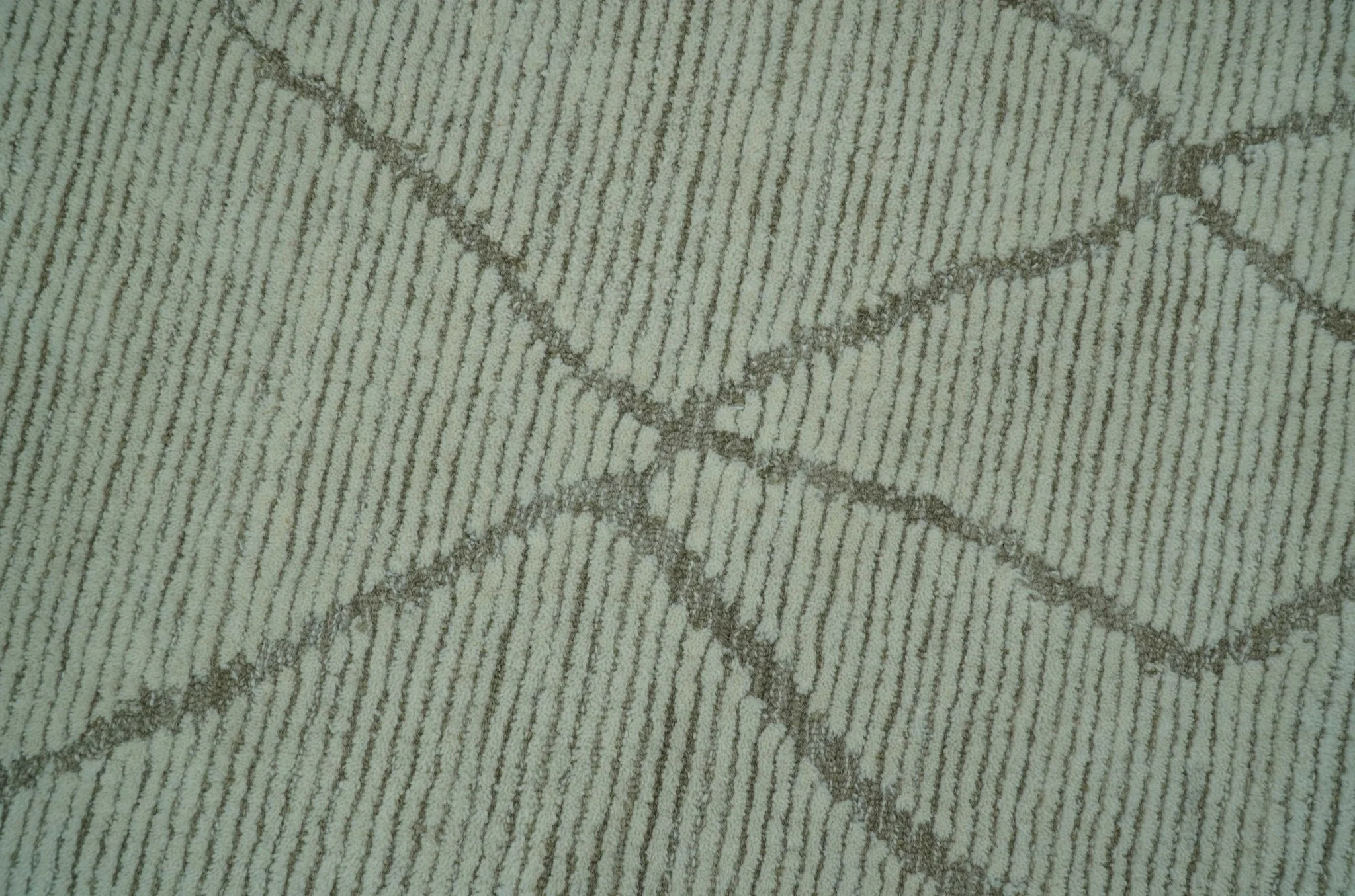 Custom Made Contemporary Pattern Brown And Ivory Hand Tufted Wool Area Rug - Image 7