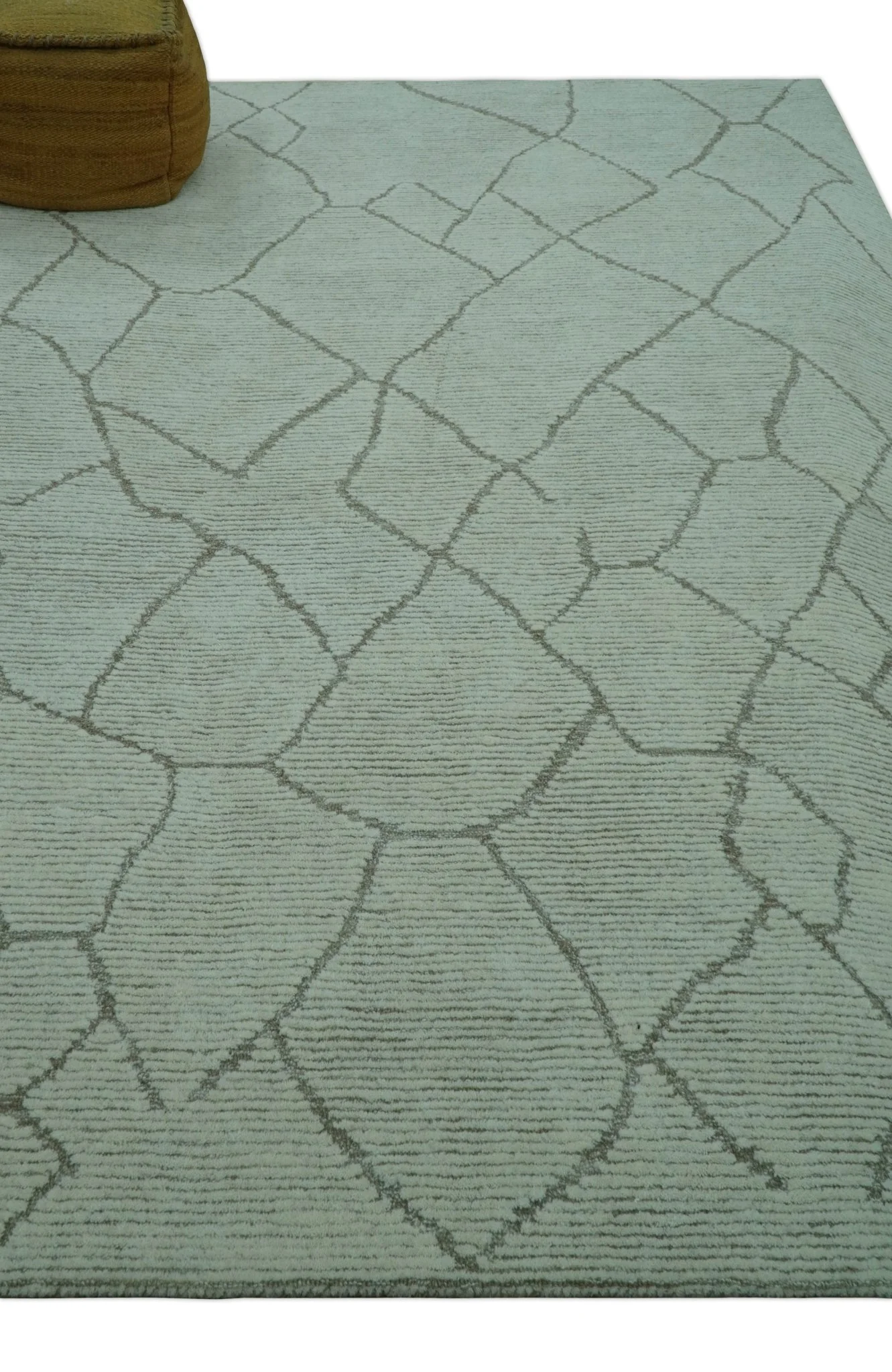 Custom Made Contemporary Pattern Brown And Ivory Hand Tufted Wool Area Rug - Image 9