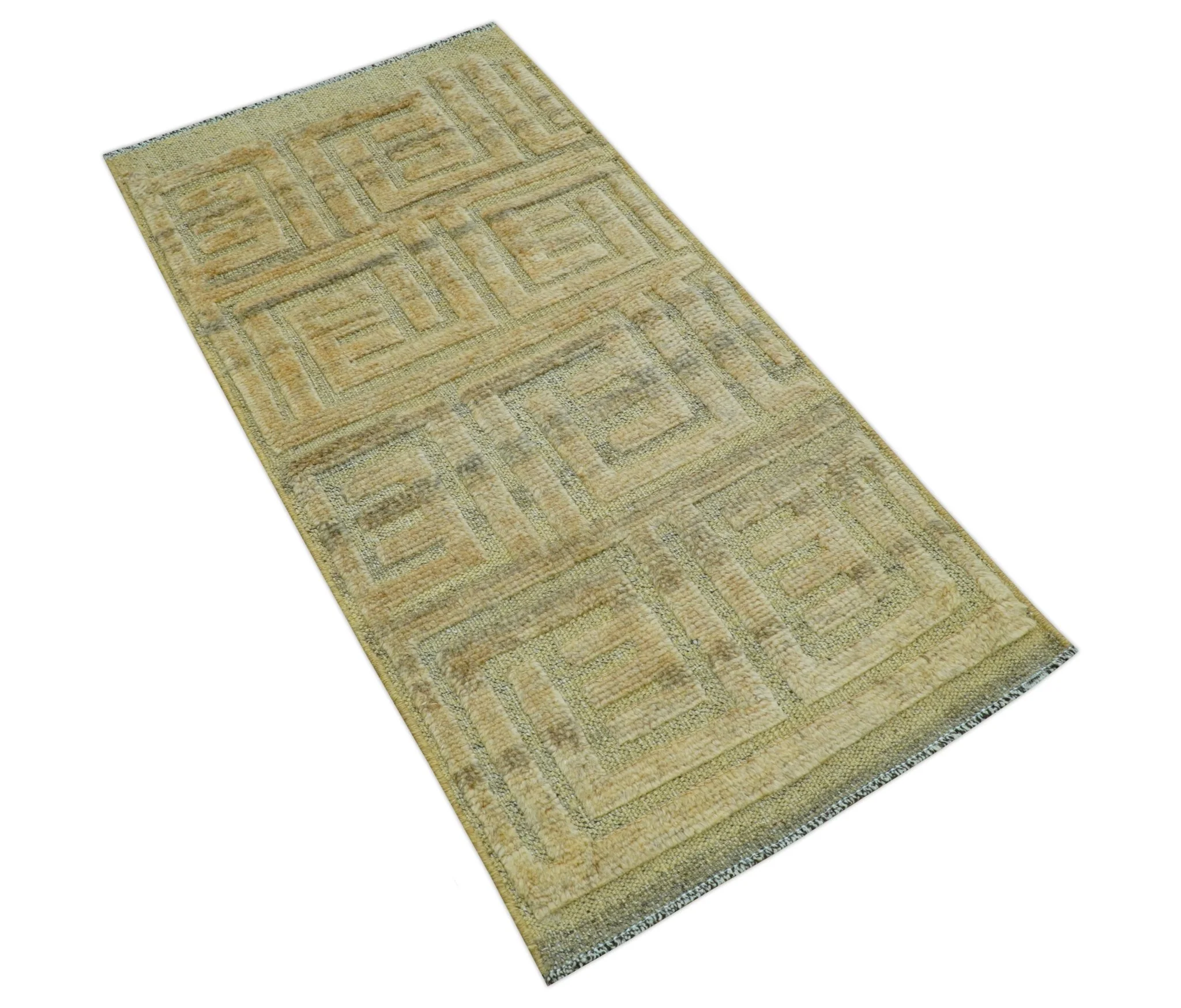 Custom Made Contemporary Design Gray And Wheat Hand knotted wool Area Rug - Image 10