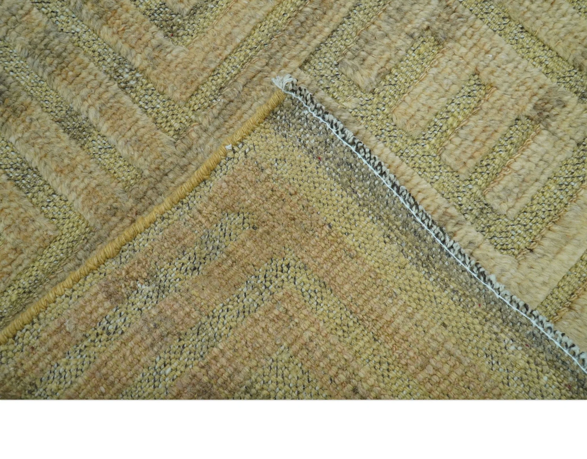 Custom Made Contemporary Design Gray And Wheat Hand knotted wool Area Rug - Image 5