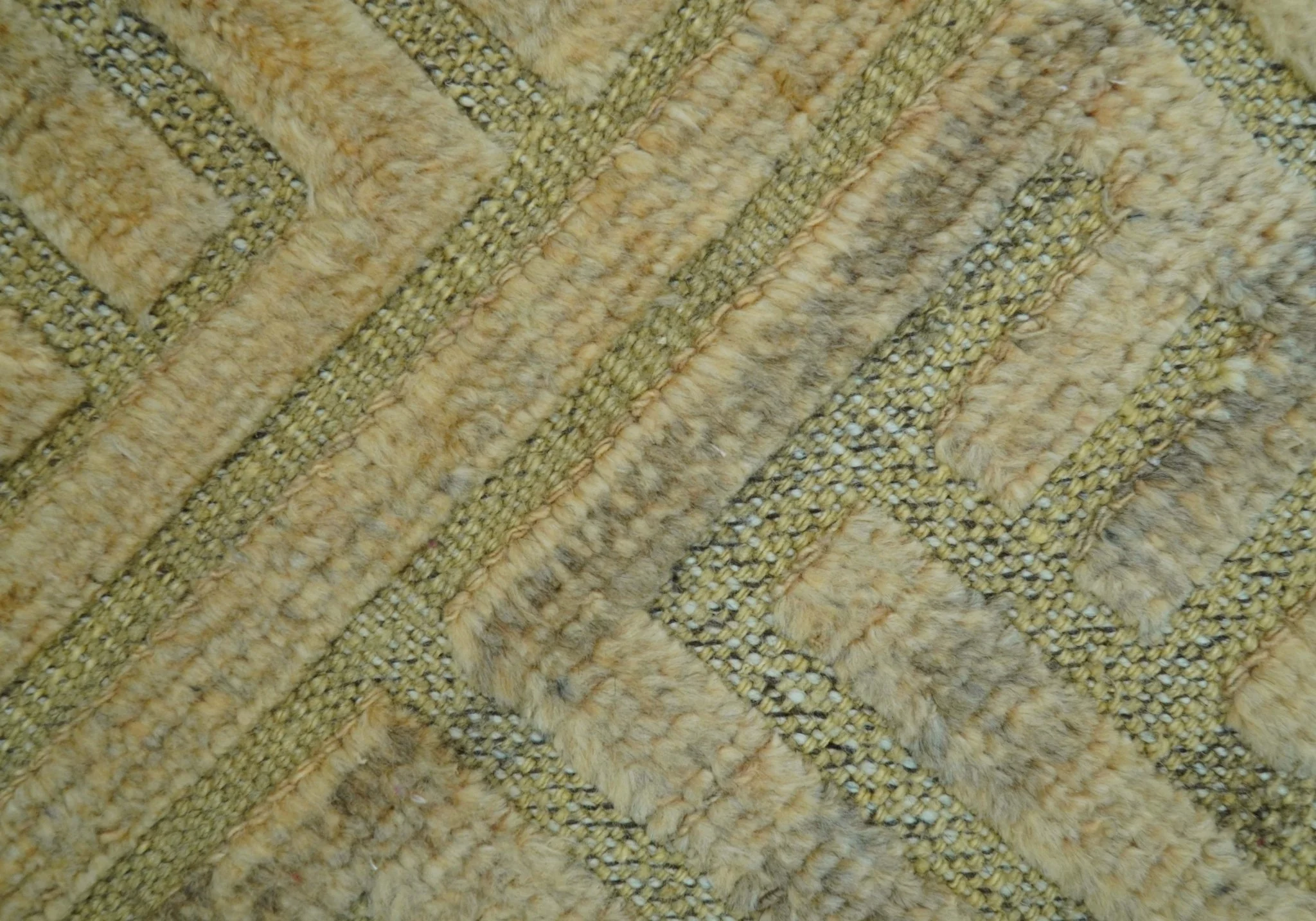 Custom Made Contemporary Design Gray And Wheat Hand knotted wool Area Rug - Image 6