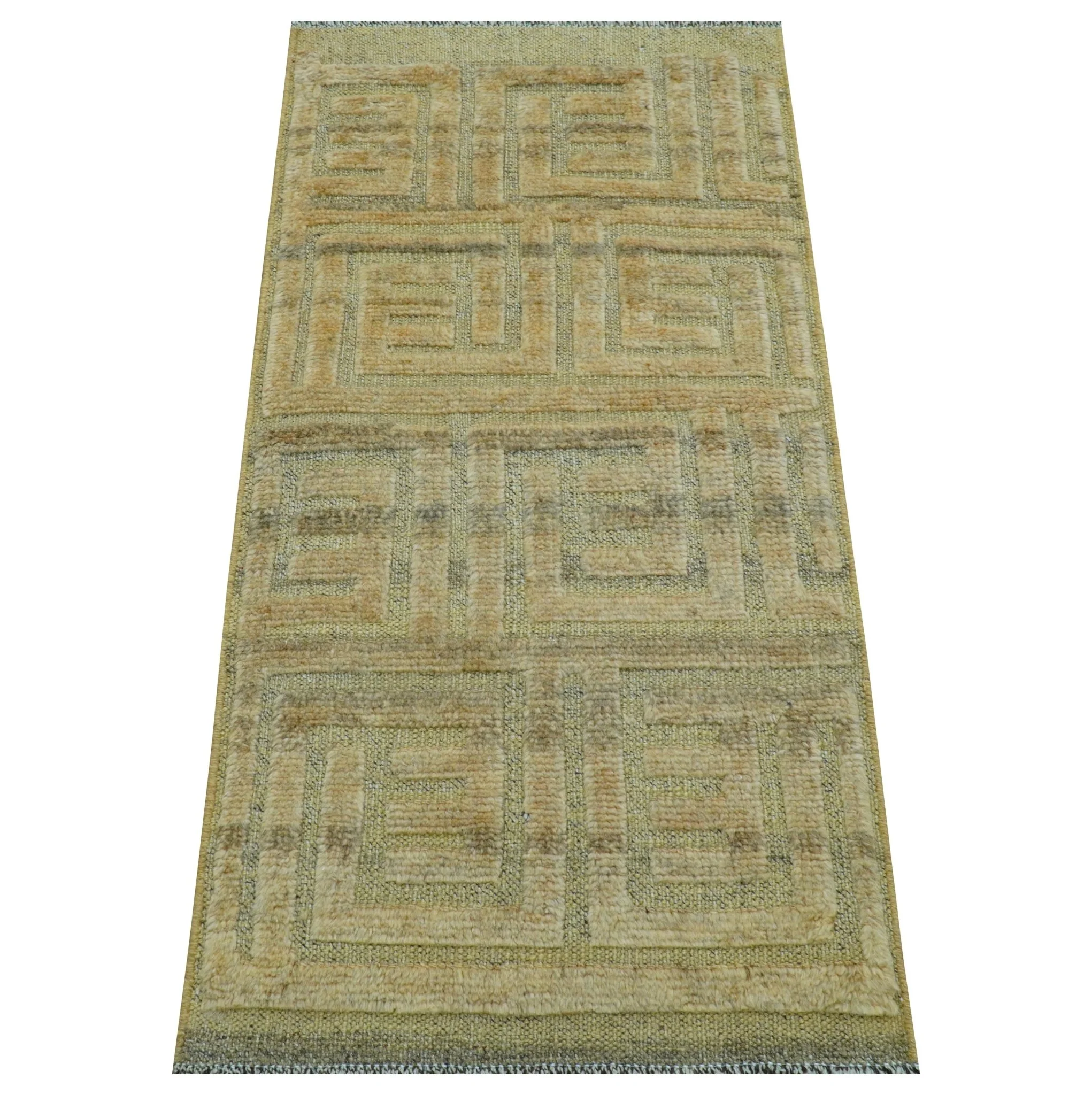 Custom Made Contemporary Design Gray And Wheat Hand knotted wool Area Rug - Image 9