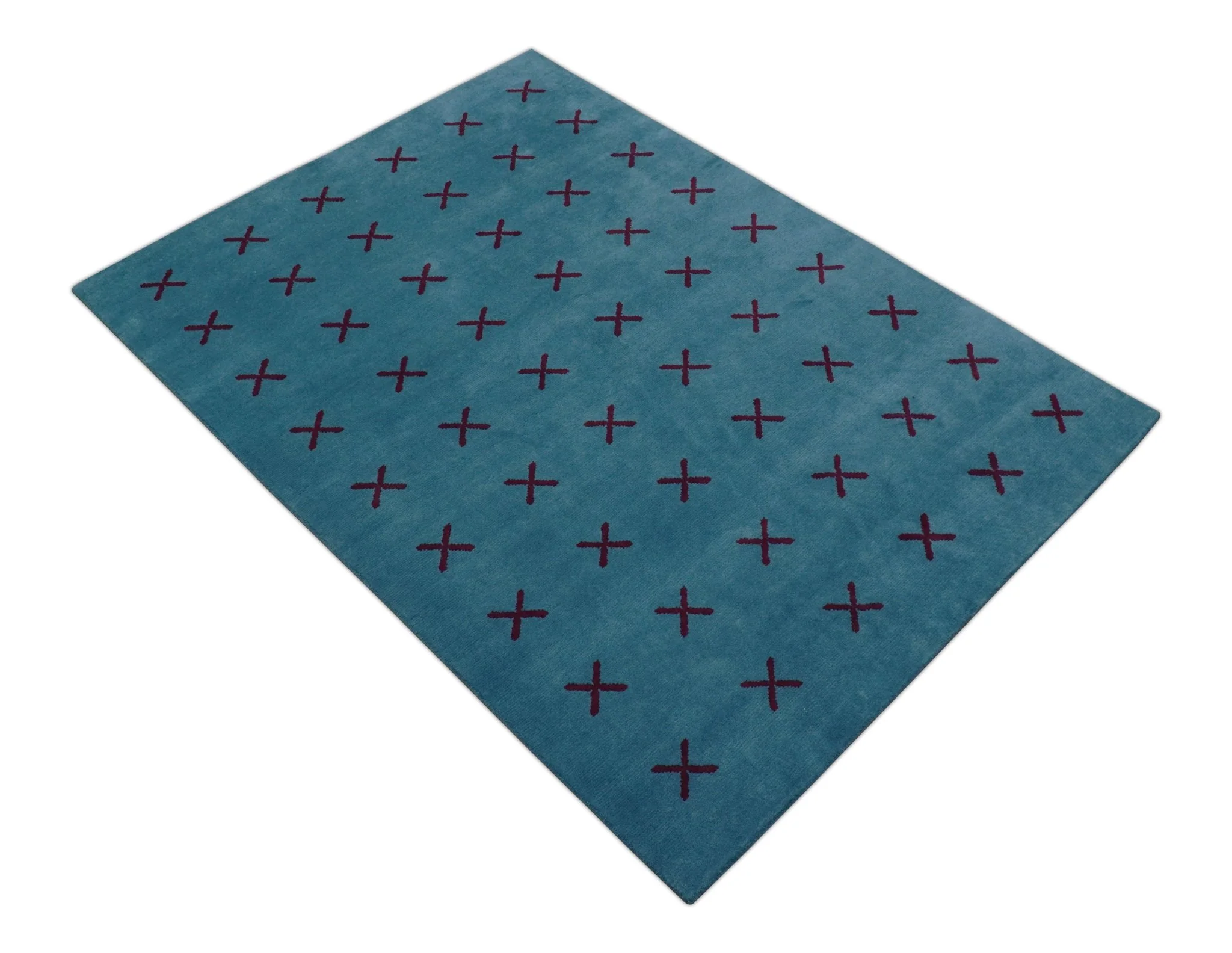 Brisk Custom Made Contemporary Design Blue Hand Knotted Wool Rug - Image 10