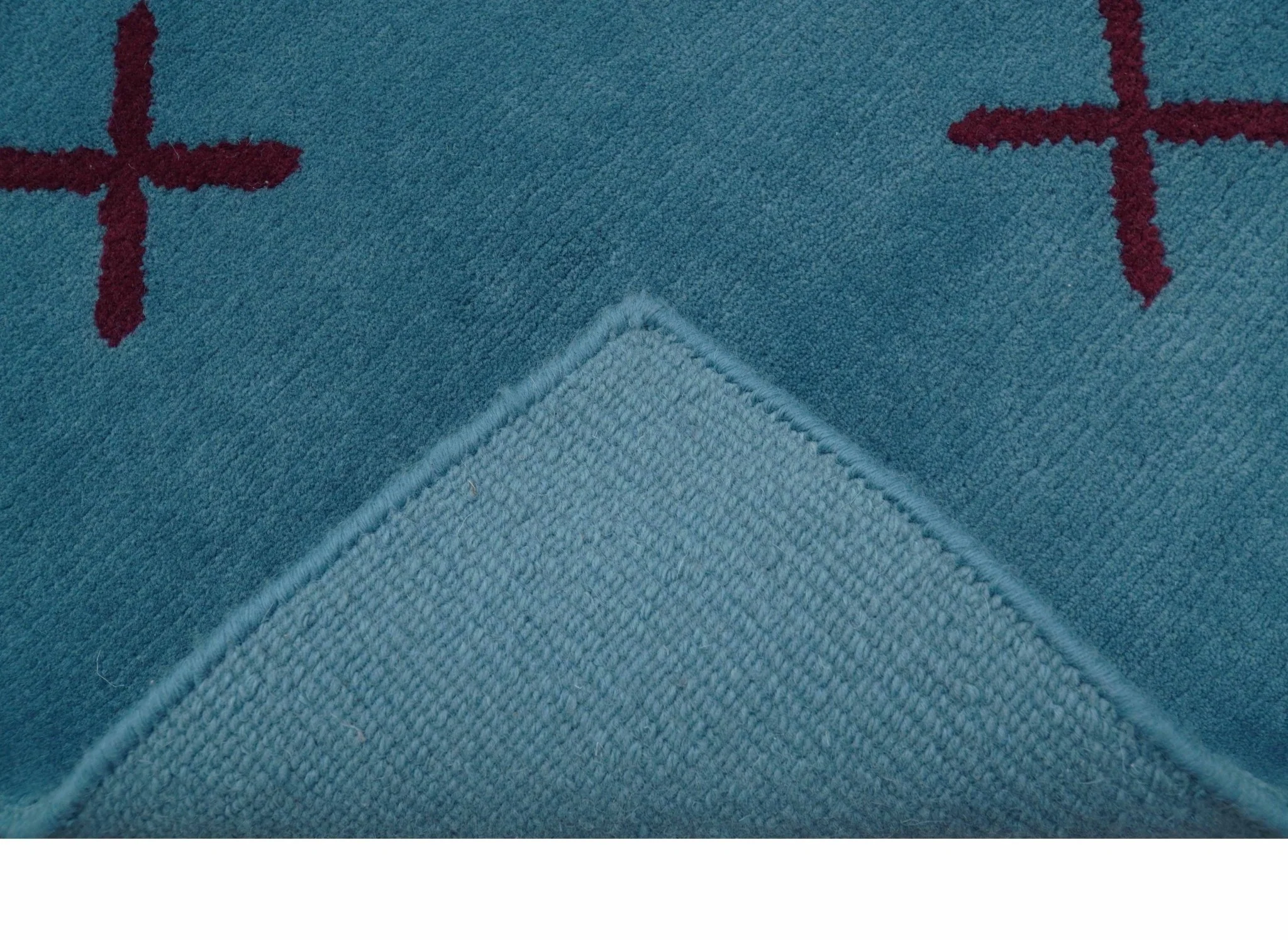 Brisk Custom Made Contemporary Design Blue Hand Knotted Wool Rug - Image 7