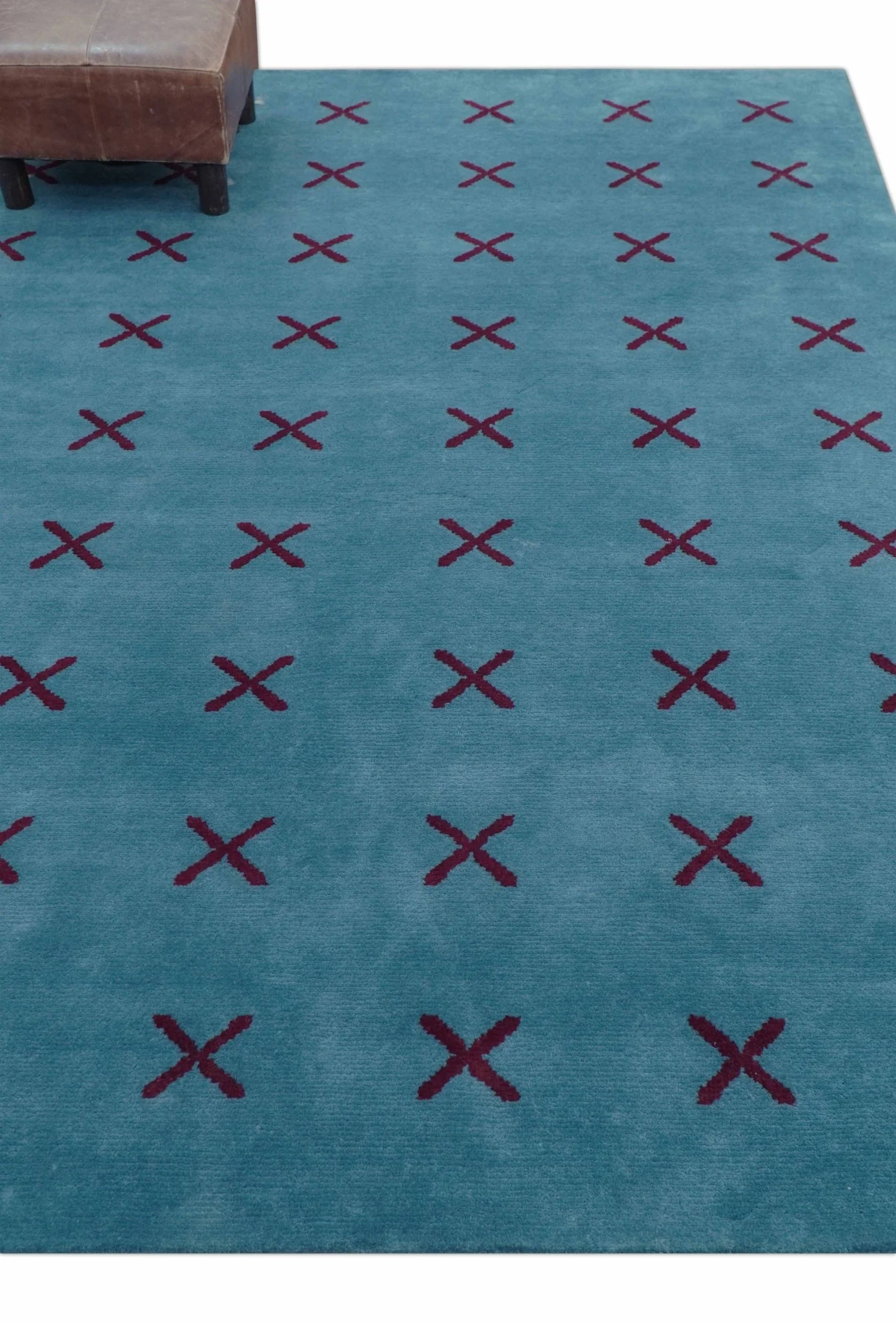 Brisk Custom Made Contemporary Design Blue Hand Knotted Wool Rug - Image 8
