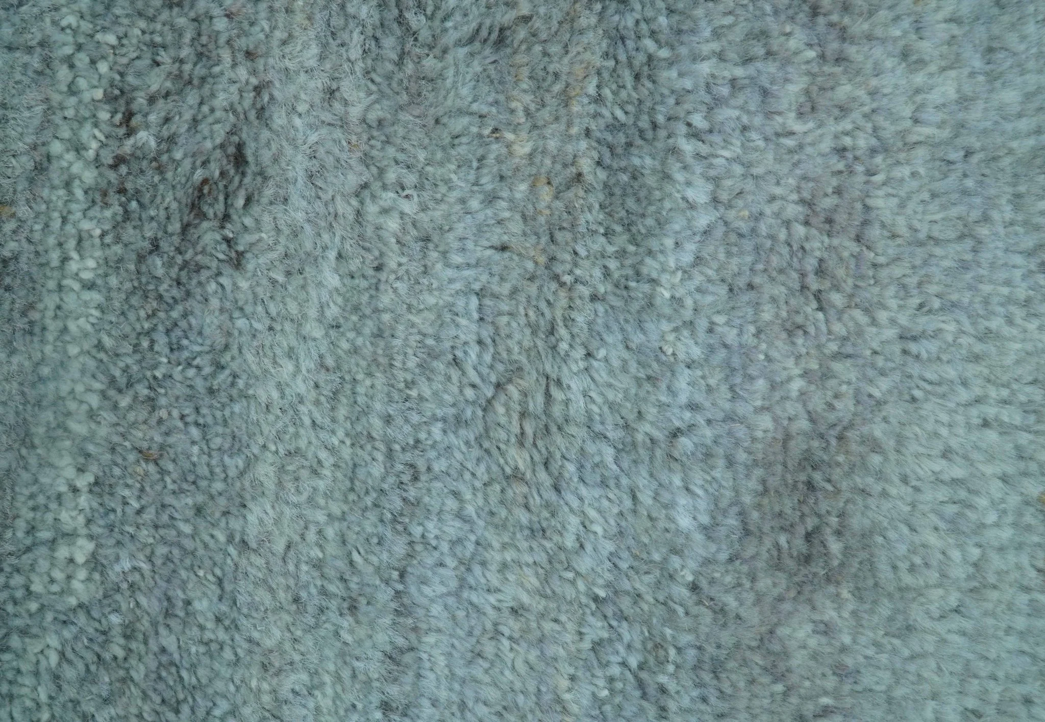 Custom Made Contemporary Solid Blueish Silver Hand knotted wool Area Rug - Image 3