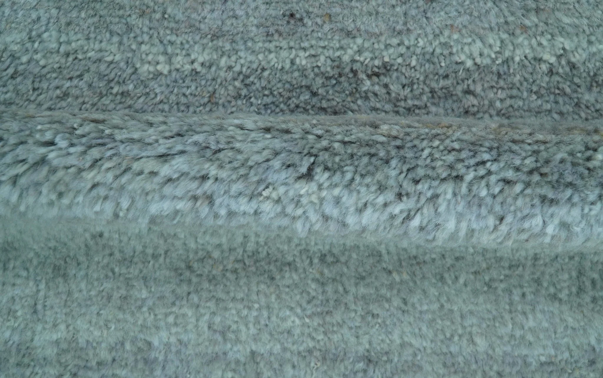 Custom Made Contemporary Solid Blueish Silver Hand knotted wool Area Rug - Image 6