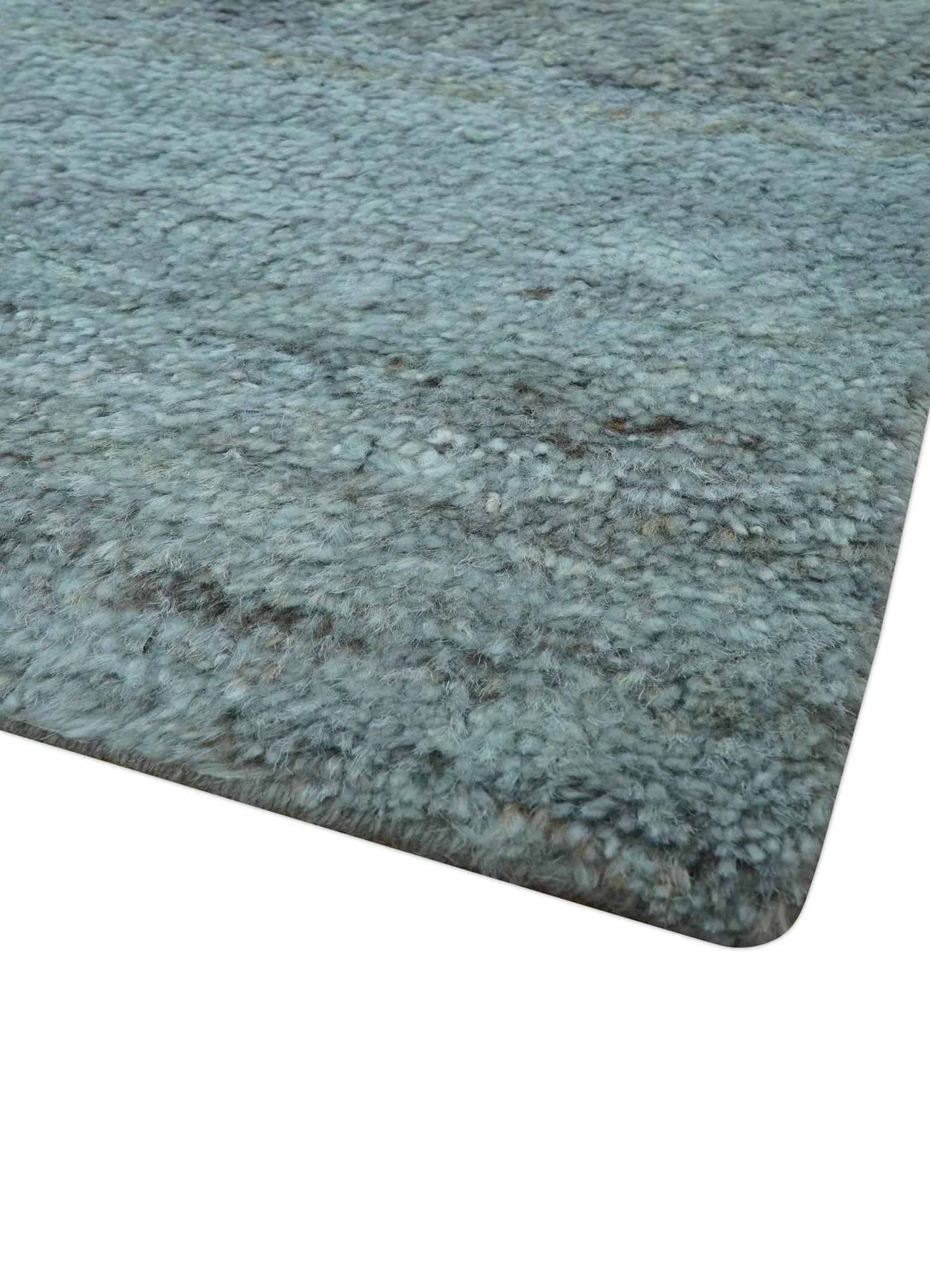 Custom Made Contemporary Solid Blueish Silver Hand knotted wool Area Rug - Image 8