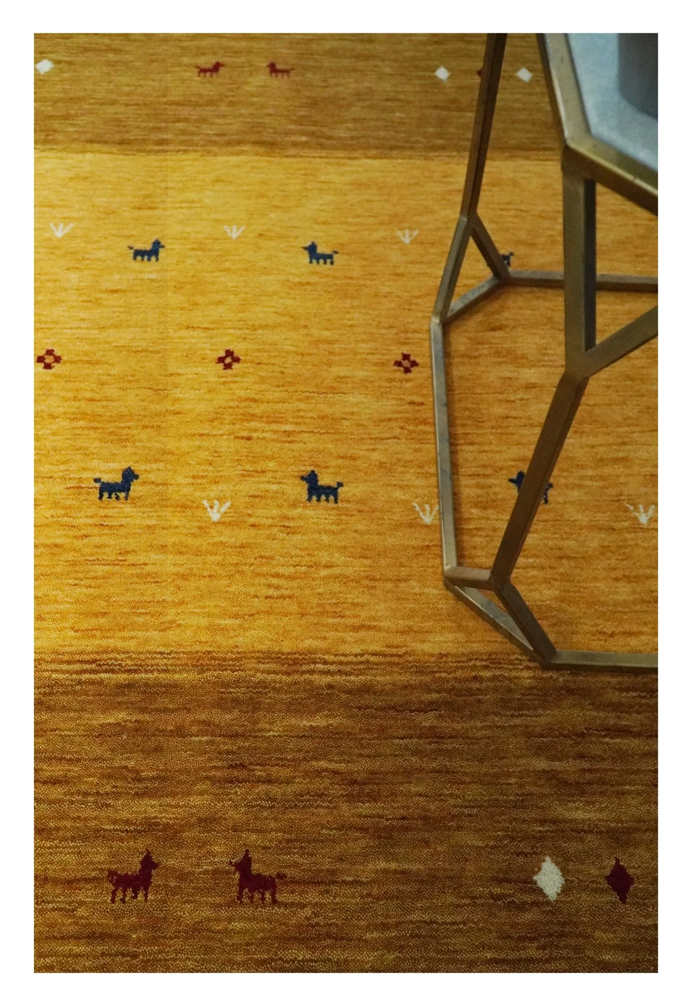 Custom Made Gold Tribal Gabbeh wool Area Rug - Image 2