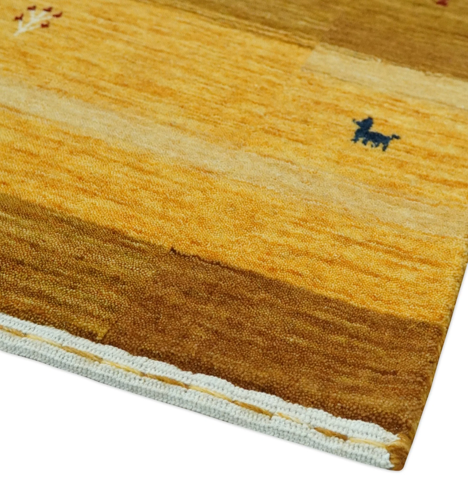 Custom Made Gold Tribal Gabbeh wool Area Rug - Image 5