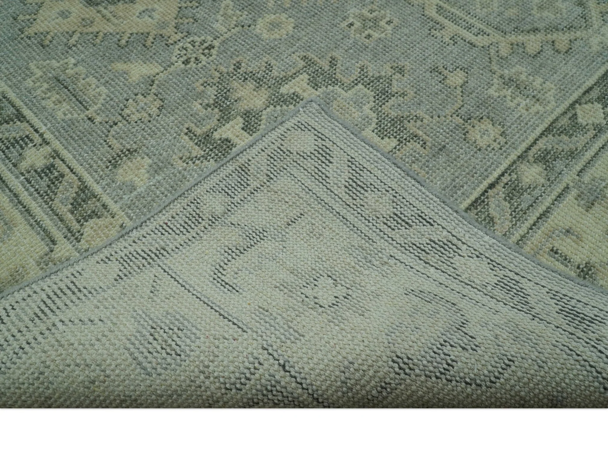 Custom Made Gray And Ivory Traditional Turkish Design Hand knotted Wool Area Rug - Image 3