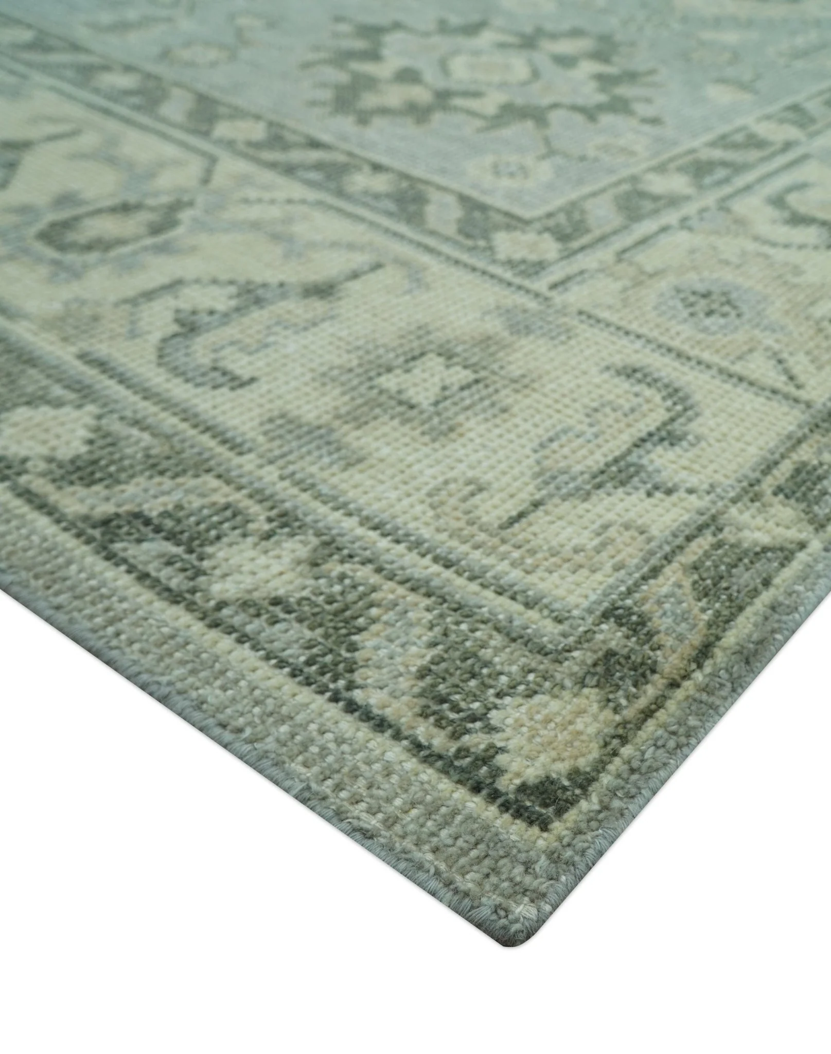 Custom Made Gray And Ivory Traditional Turkish Design Hand knotted Wool Area Rug - Image 4