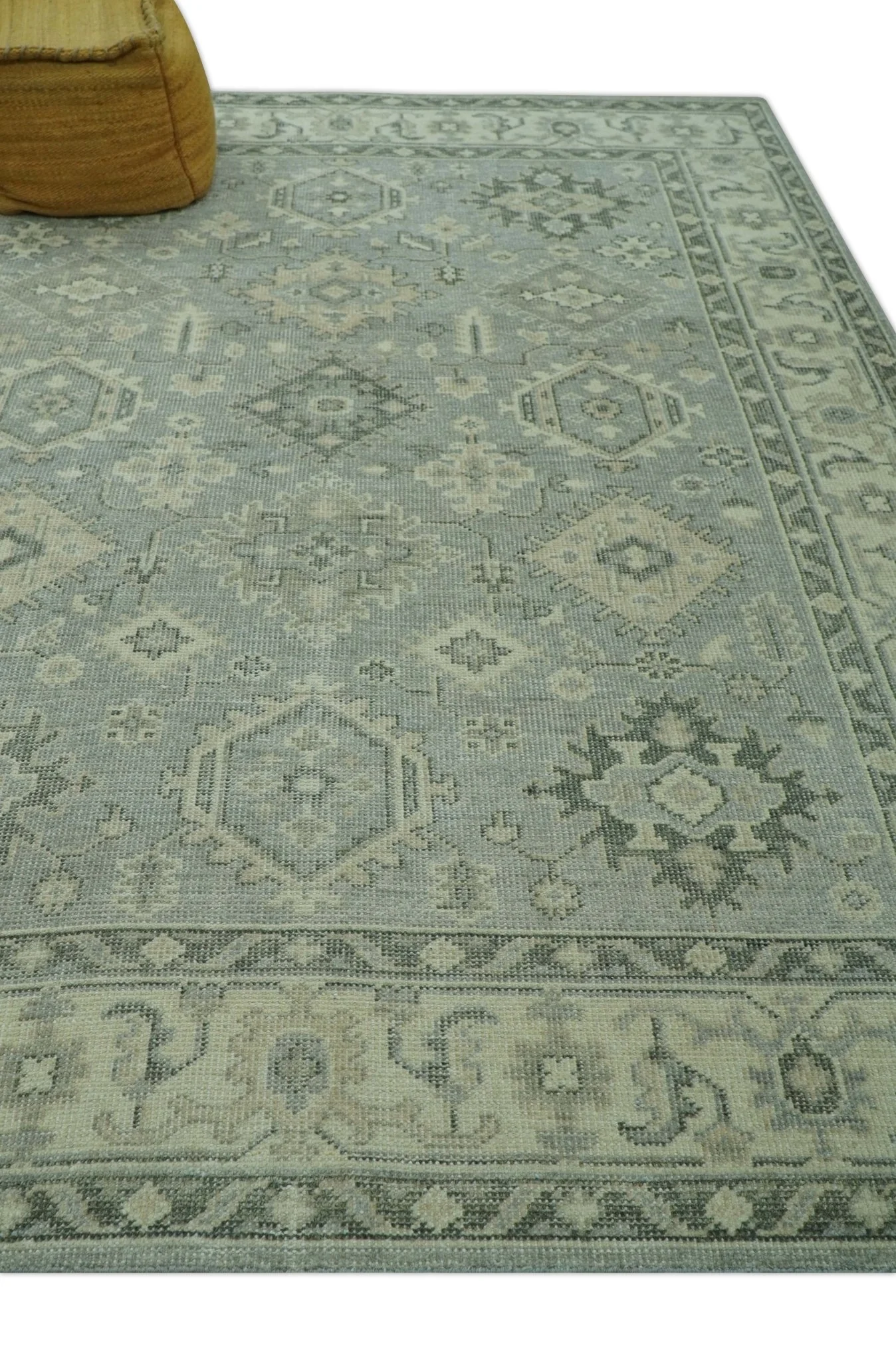 Custom Made Gray And Ivory Traditional Turkish Design Hand knotted Wool Area Rug - Image 8