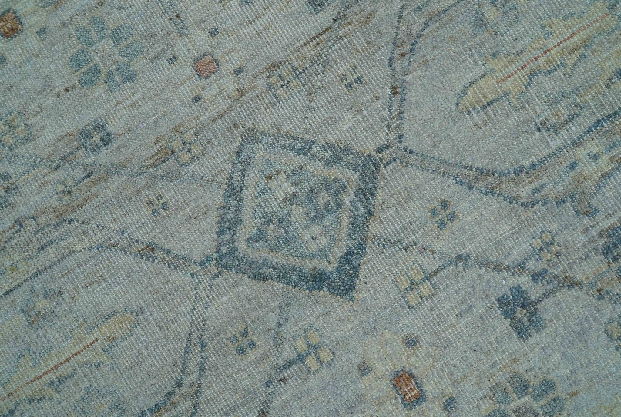 Custom Made Distressed Silver Blue Traditional Hand knotted Wool Area Rug - Image 7