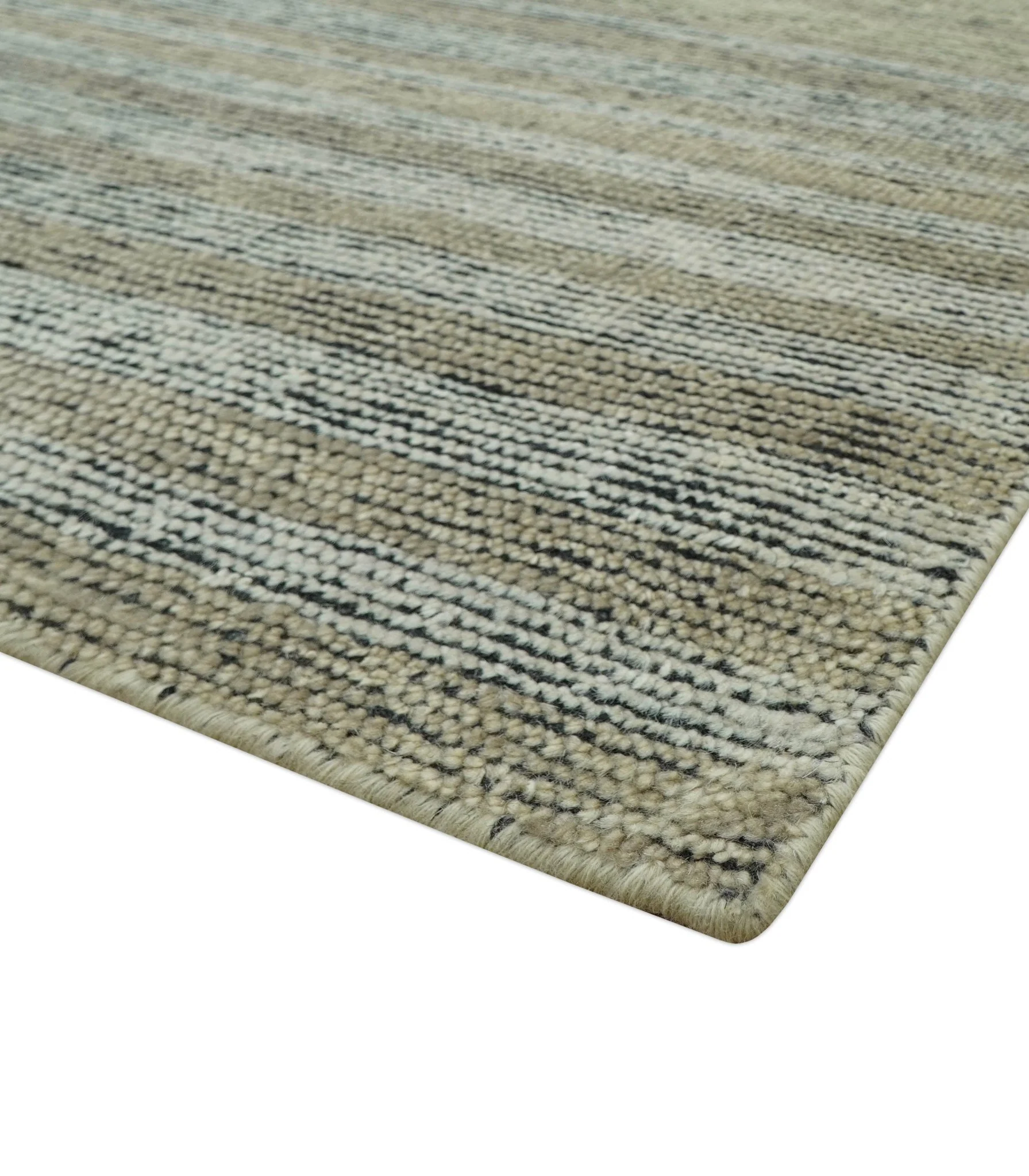 Custom Made Brown and Beige Contemporary Design Hand knotted Wool Area Rug - Image 4