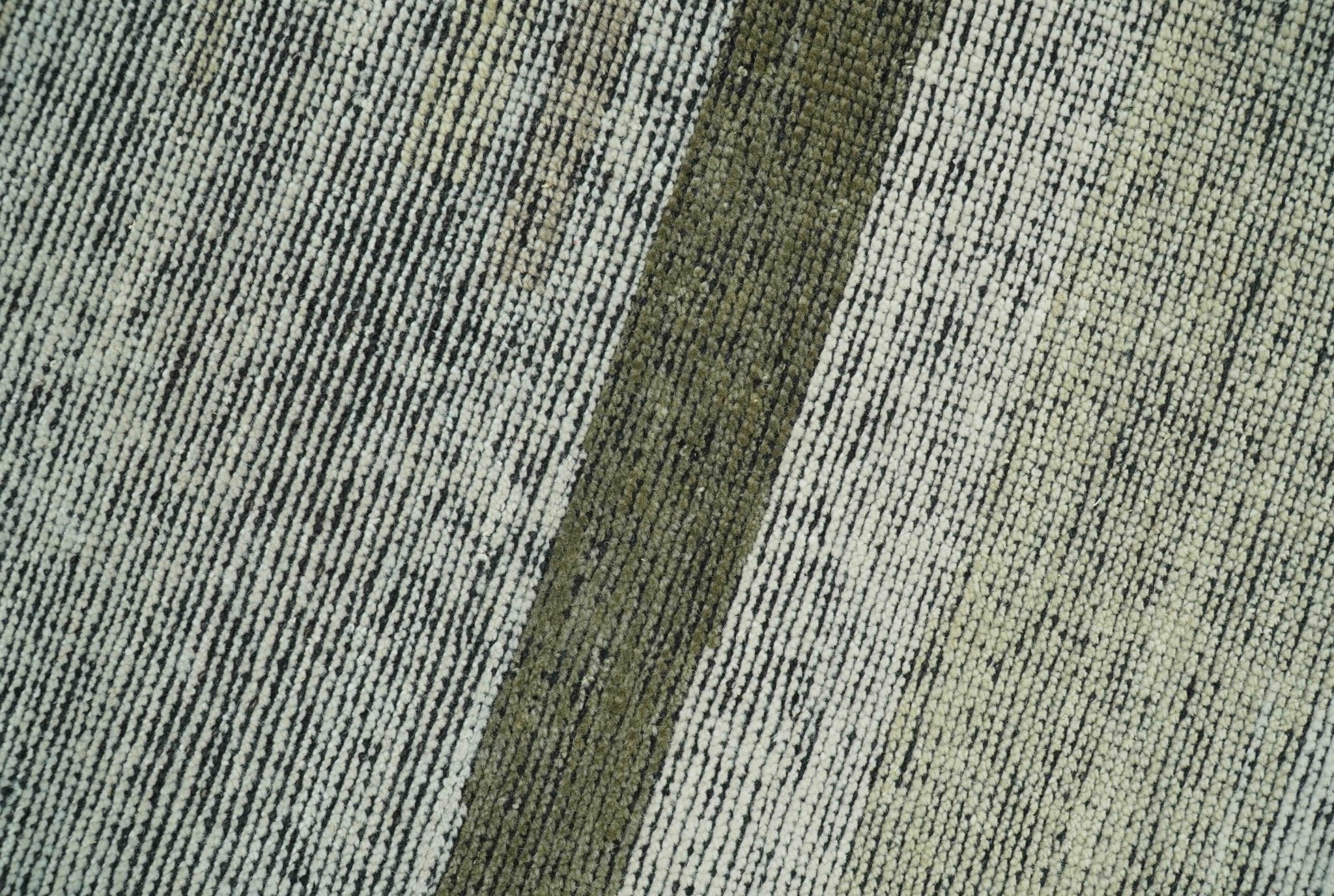 Custom Made Brown and Beige Contemporary Design Hand knotted Wool Area Rug - Image 6
