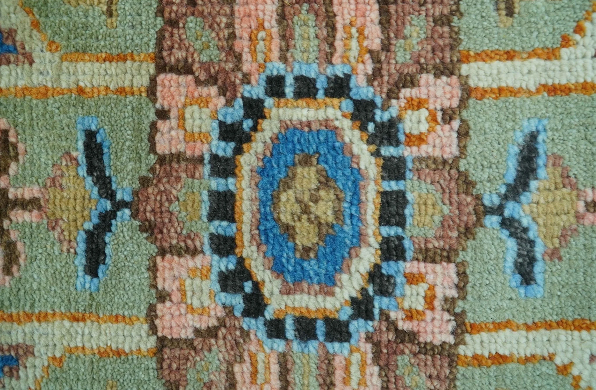Custom Made Green And Blue Traditional Heriz Hand Knotted Wool Rug - Image 7