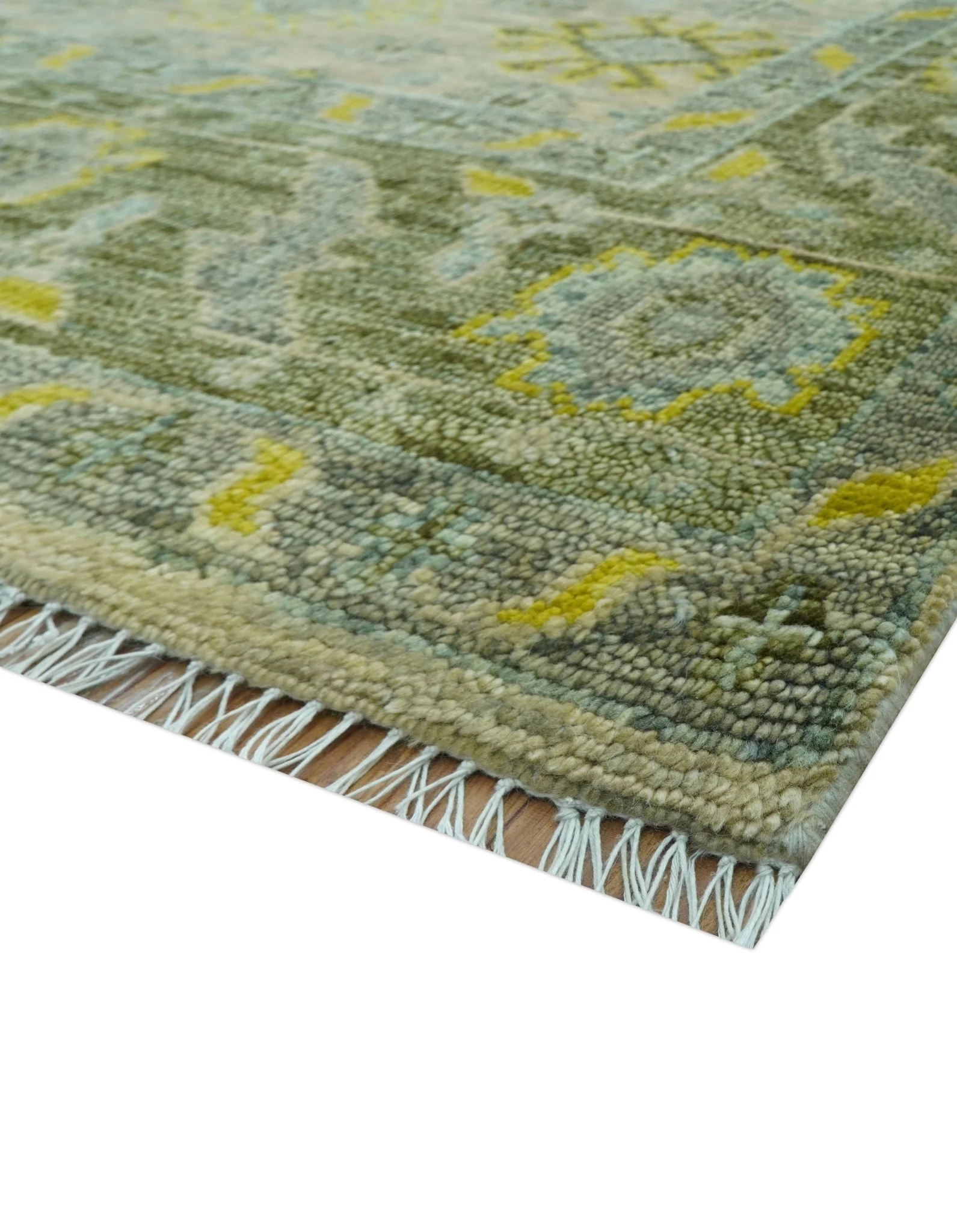 Custom Made Beige And Gray Traditional Hand Knotted wool area rug - Image 5