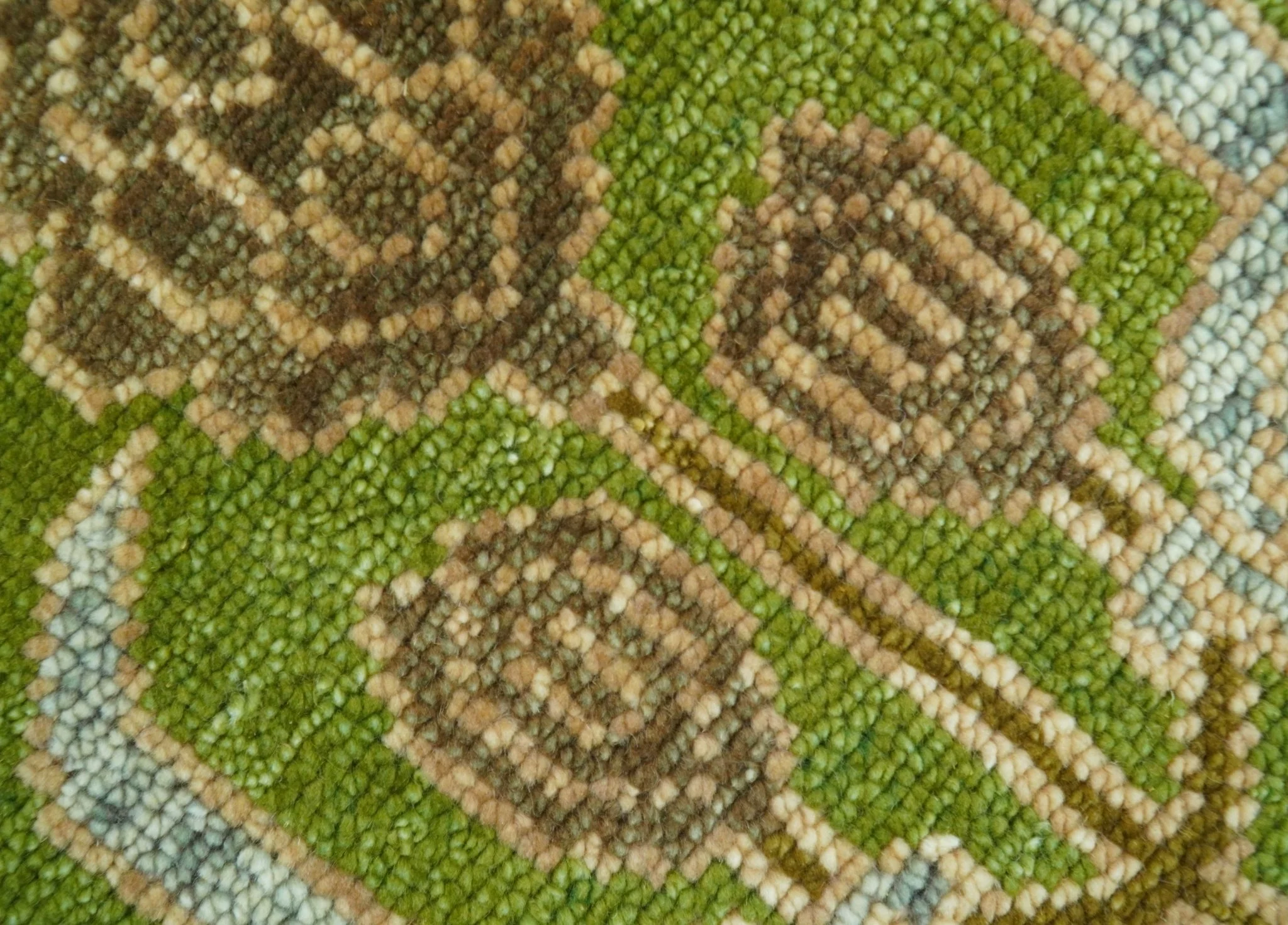 Custom Made Green And Pink Traditional Donegal Design Hand Knotted wool area rug - Image 7