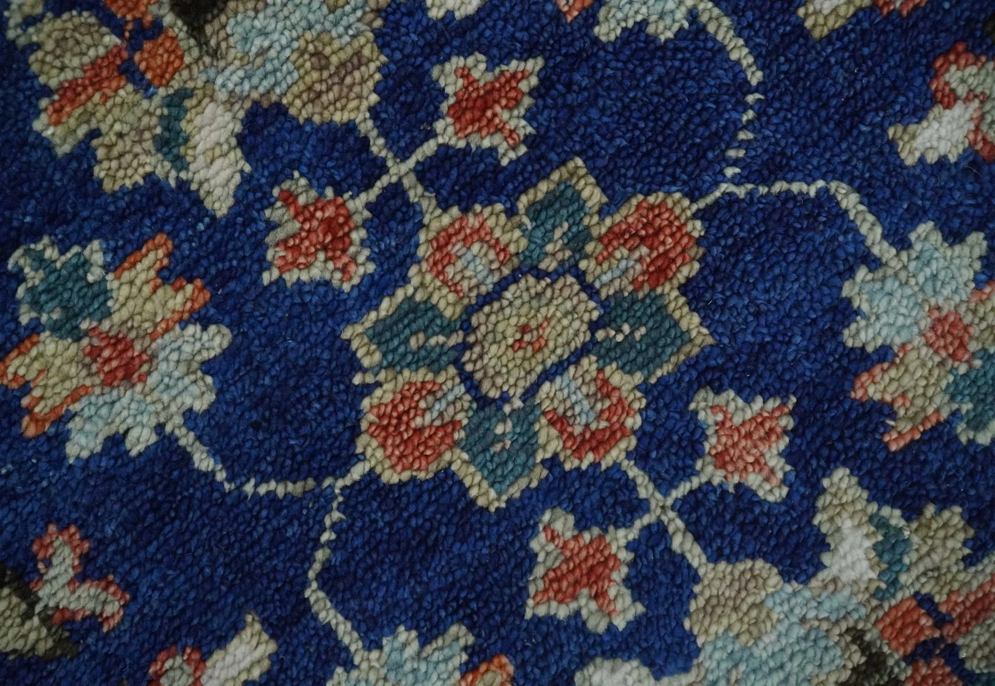Blue and Rust Turkish Design Traditional Serapi Hand Knotted Wool Area Rug - Image 4