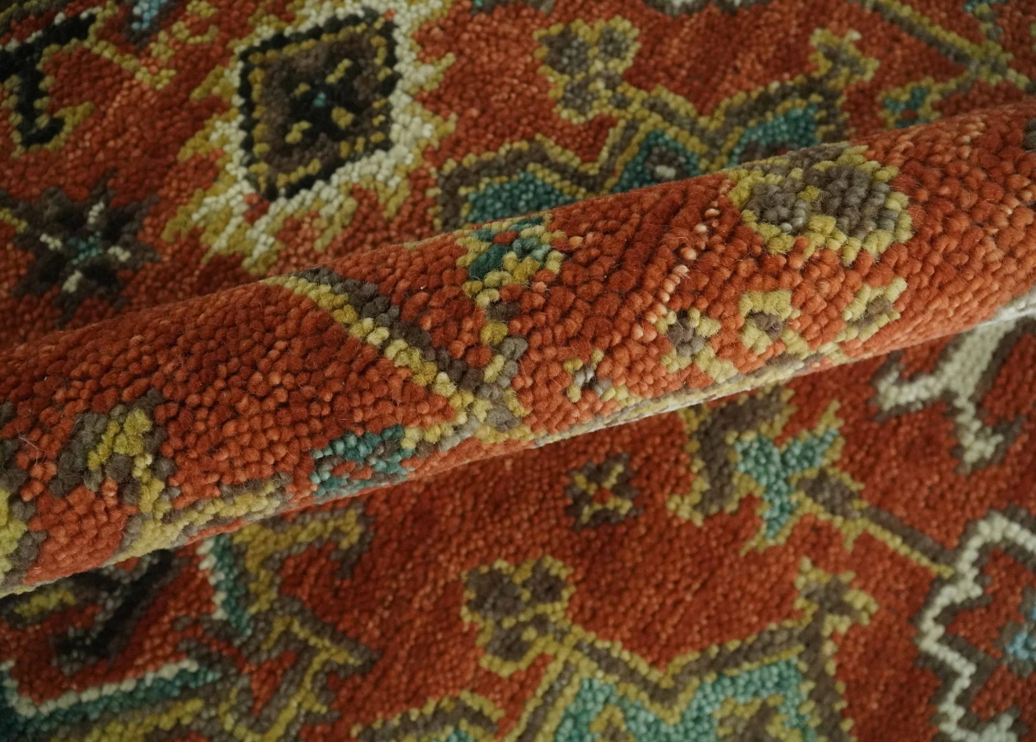 Custom Made Hand Knotted Rust and Black Traditional Wool Rug - Image 7