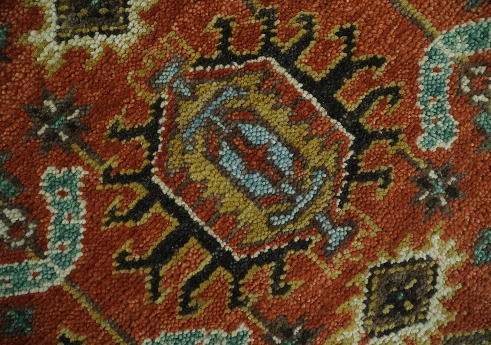Custom Made Hand Knotted Rust and Black Traditional Wool Rug - Image 8