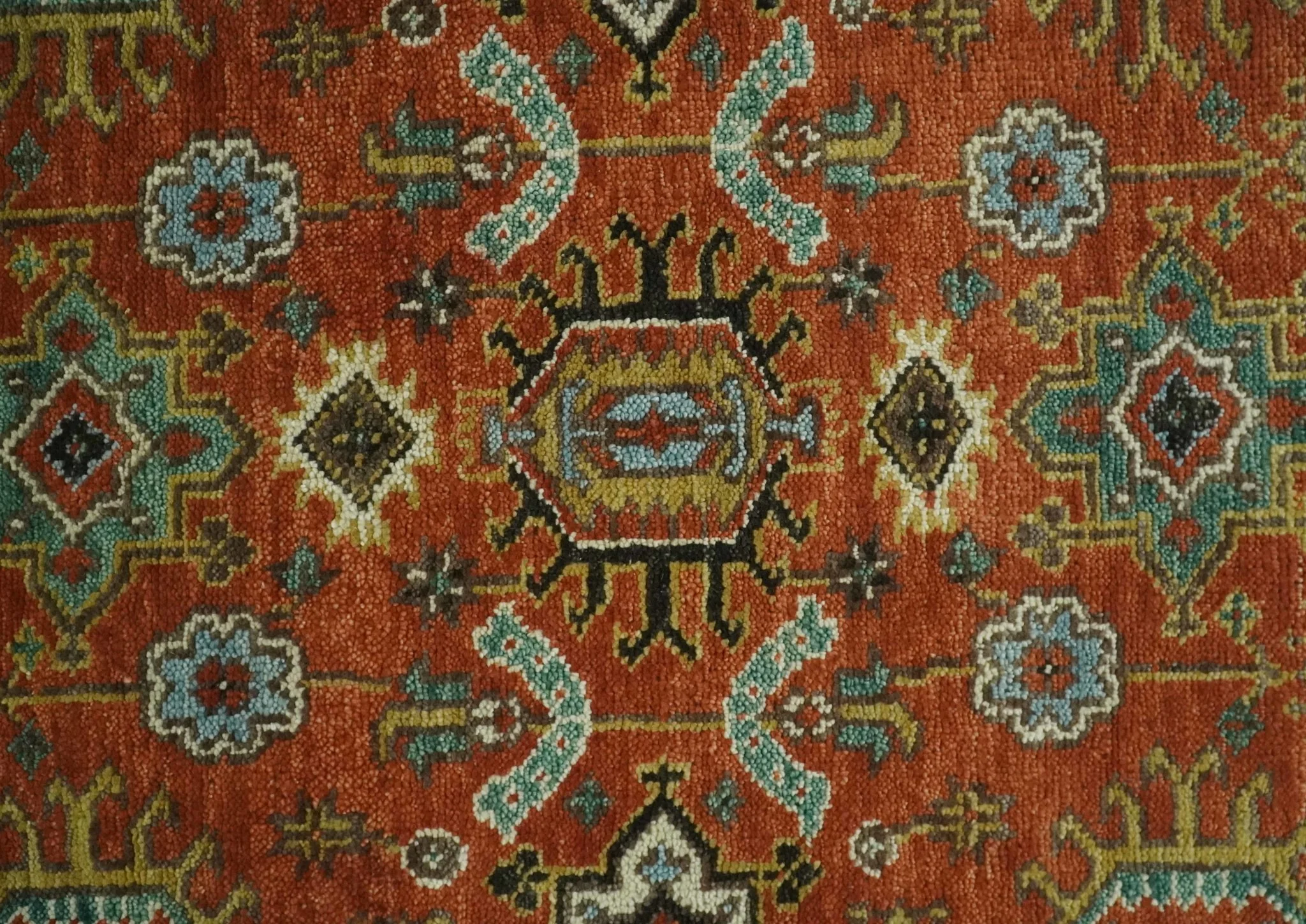 Custom Made Hand Knotted Rust and Black Traditional Wool Rug - Image 9