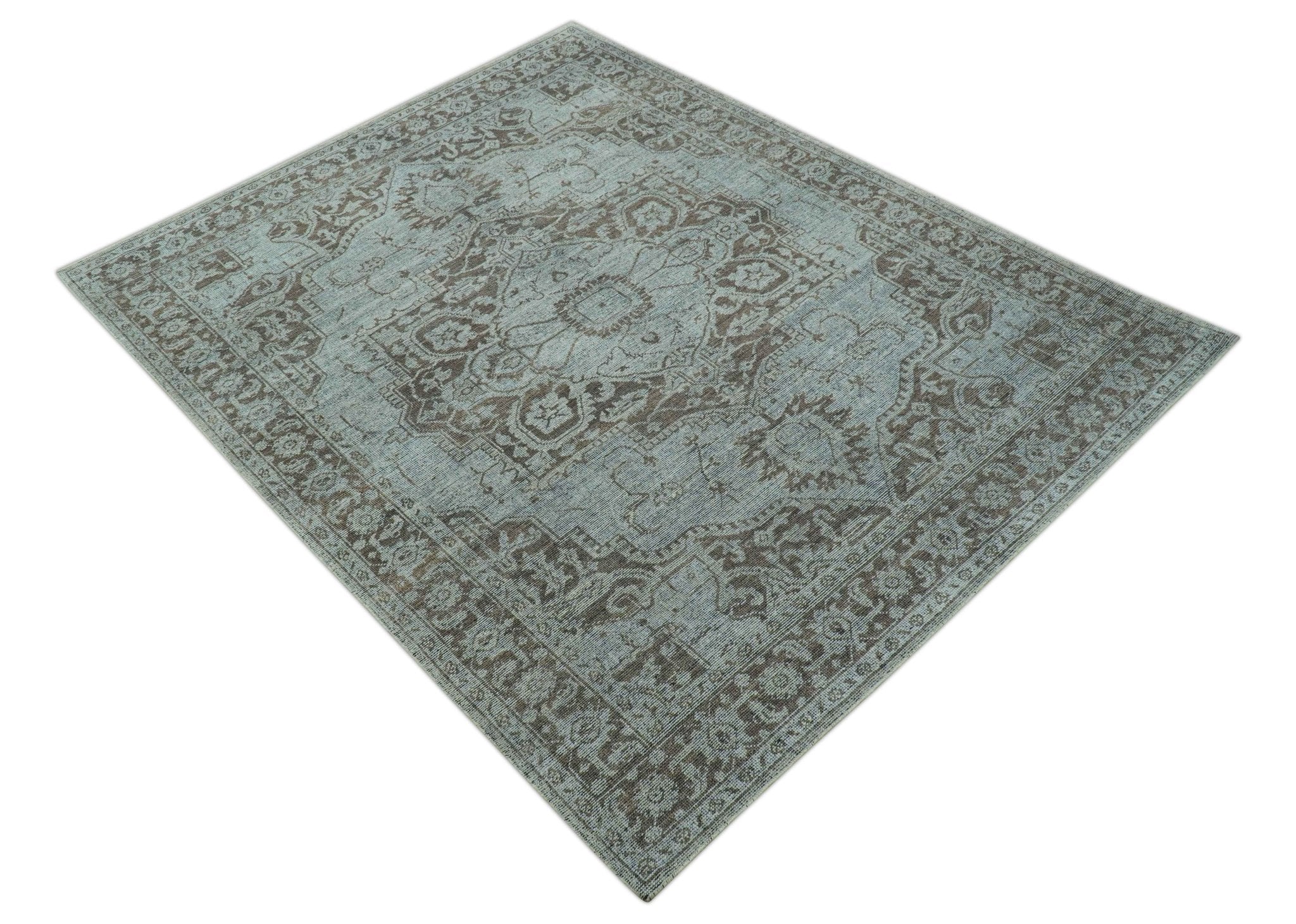 Jewel Custom Made Hand Knotted Traditional Design Brown Wool Area Rug - Image 10