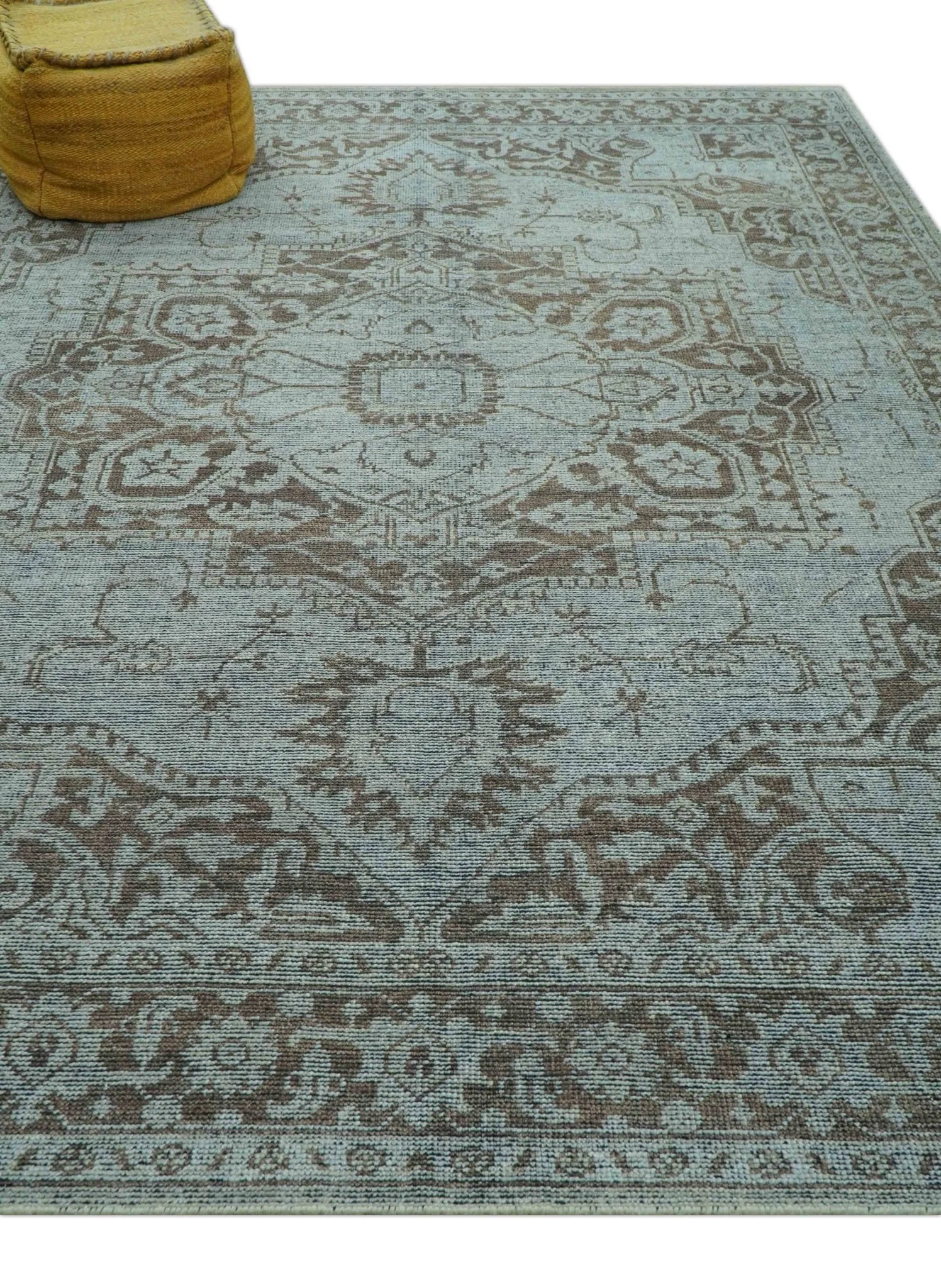 Jewel Custom Made Hand Knotted Traditional Design Brown Wool Area Rug - Image 4