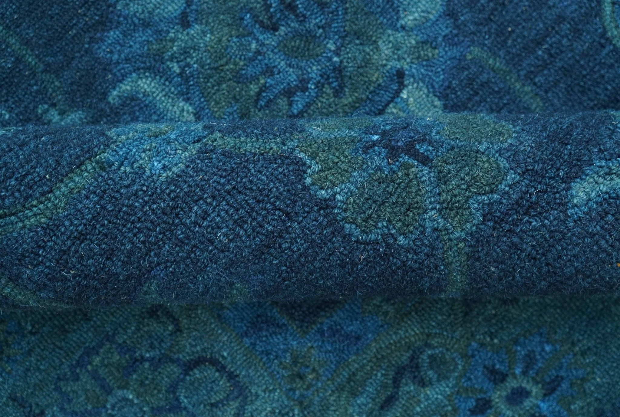 Sky Custom Made Blue Traditional Oushak Design Overdyed Wool Rug - Image 5
