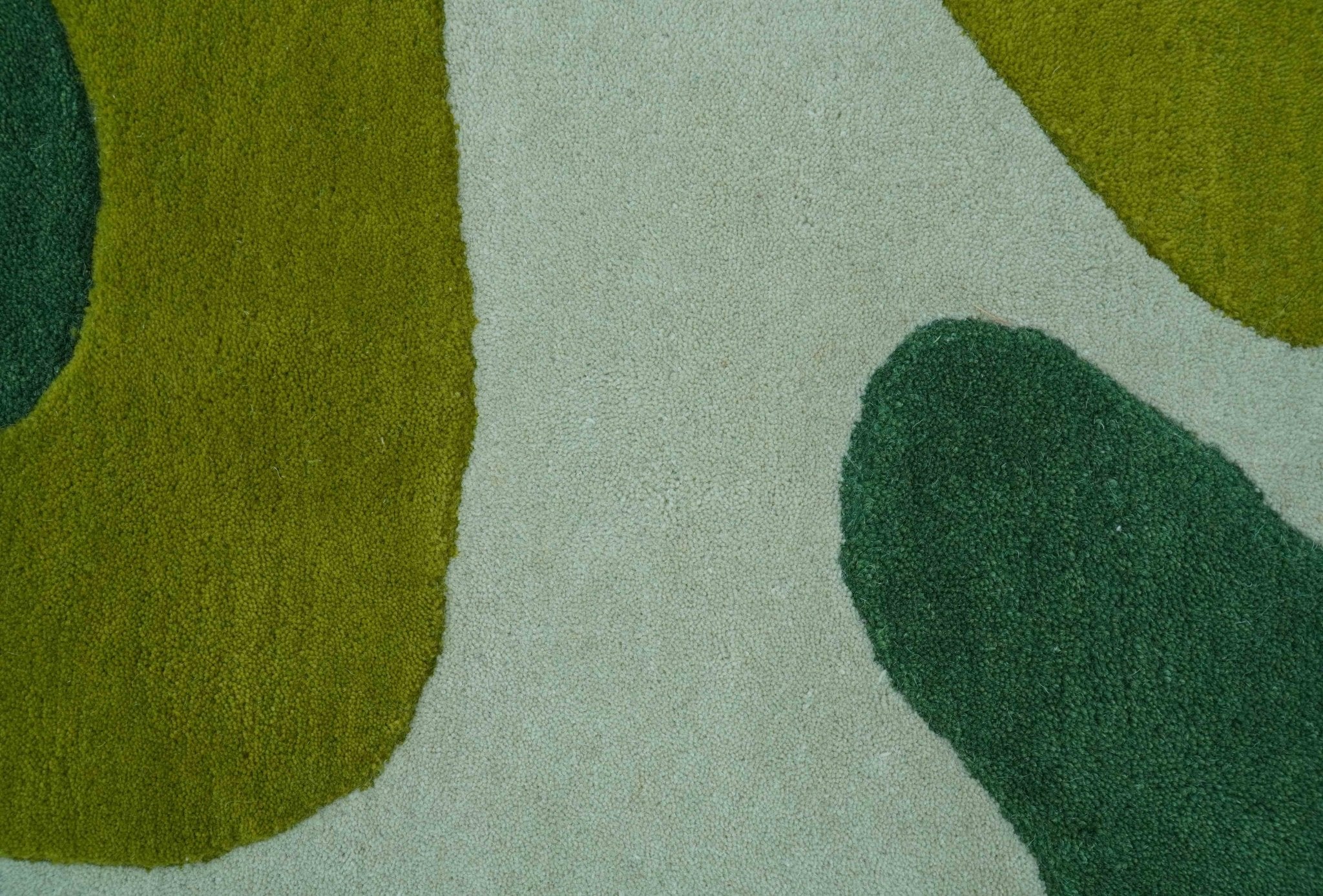 Custom Made Hand Tufted Green Modern Abstract Design Wool shape Rug - Image 8