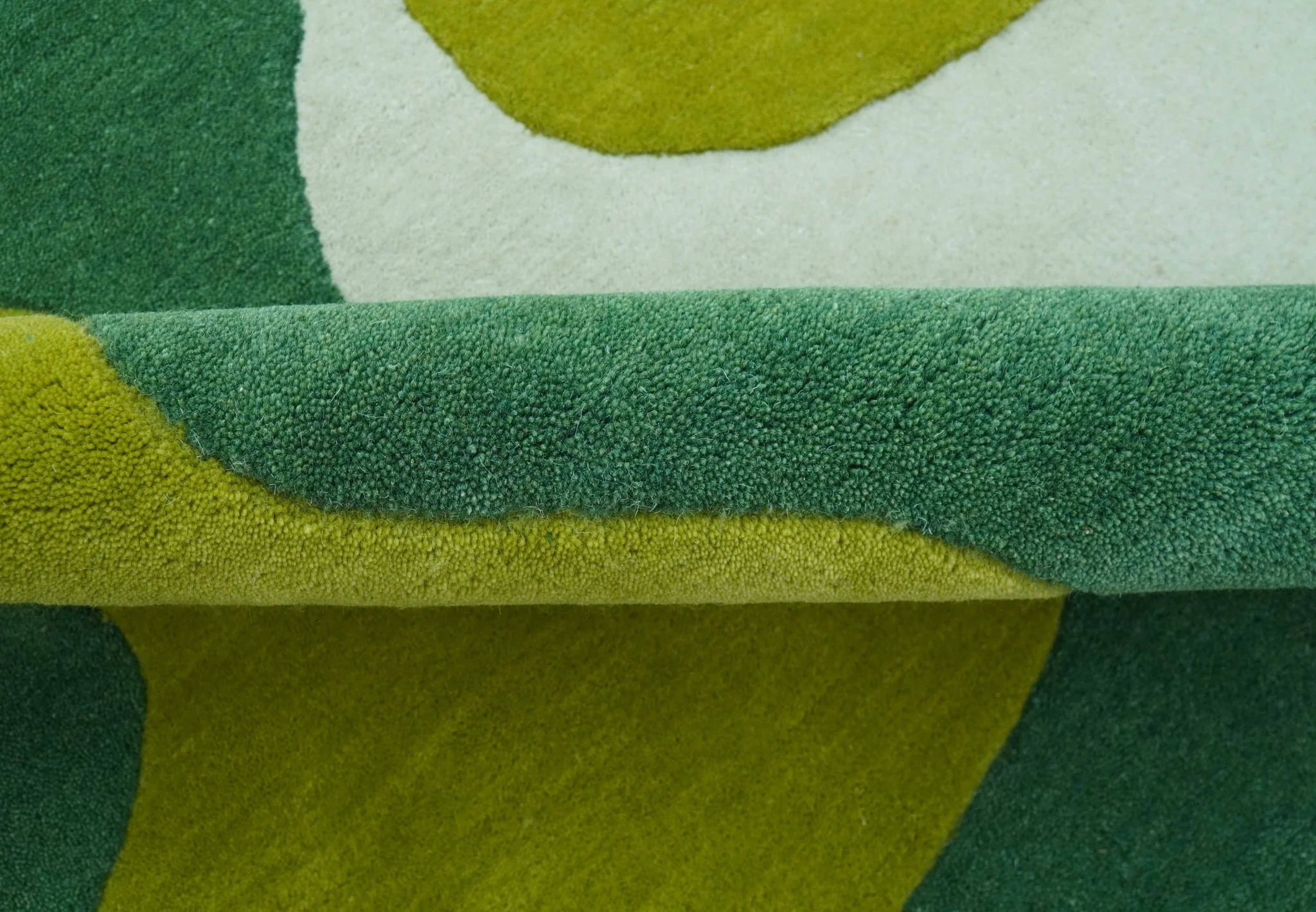 Custom Made Hand Tufted Green Modern Abstract Design Wool shape Rug - Image 9