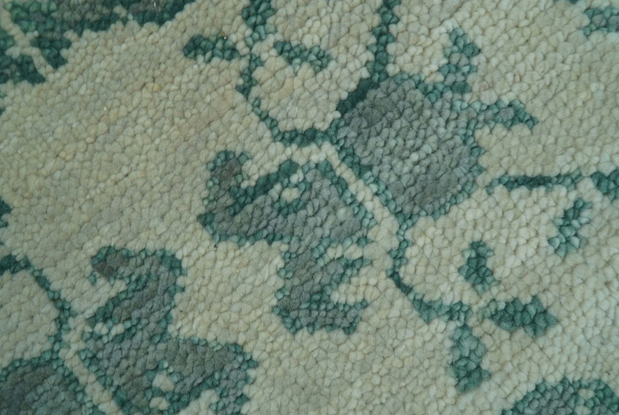 Custom Made Ivory And Gray Turkish Khotan Design Hand Knotted Wool Rug - Image 10