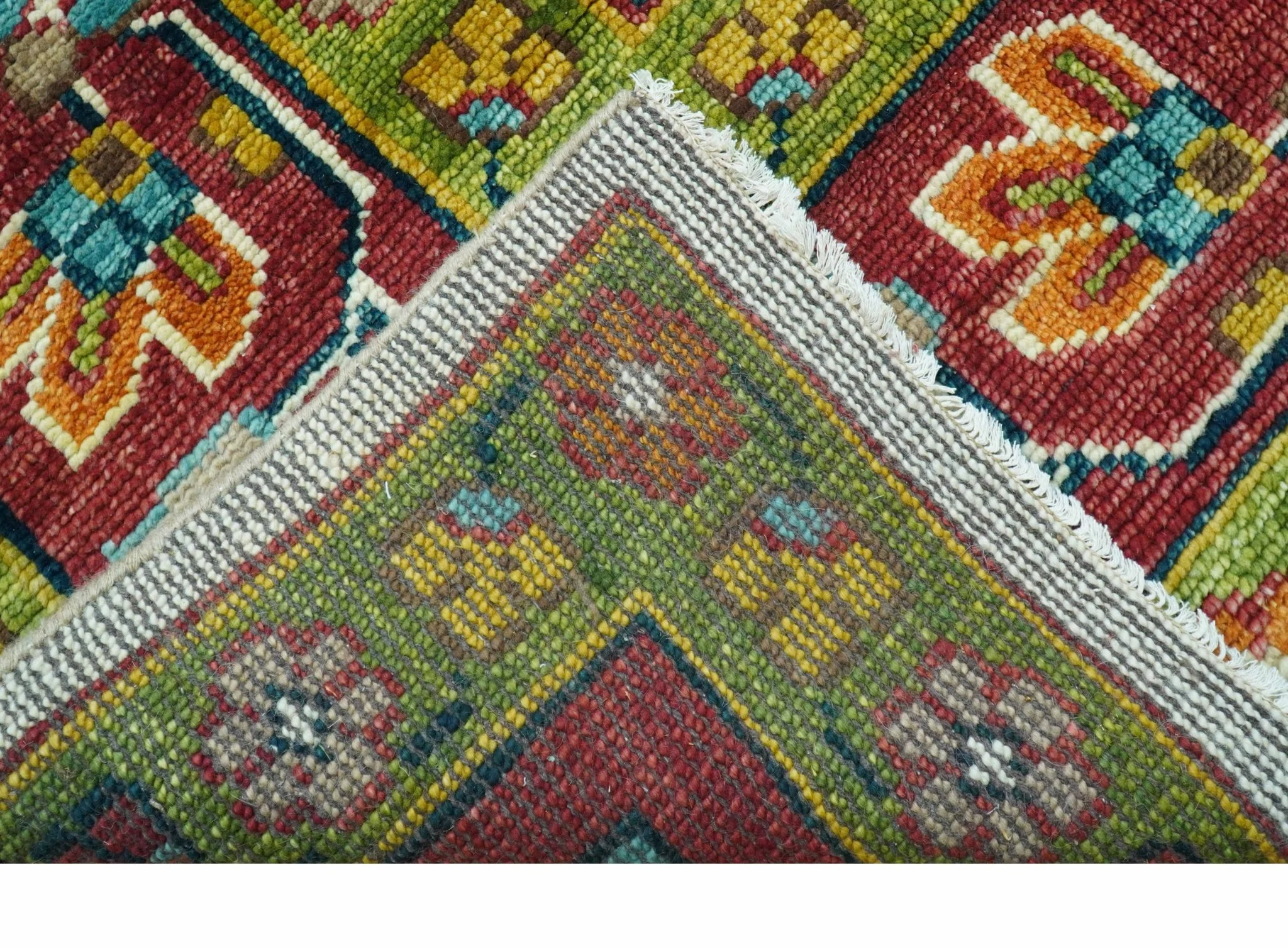 Custom Made Ivory And Maroon Traditional Floral Motifs Design Hand Knotted Wool Rug - Image 6