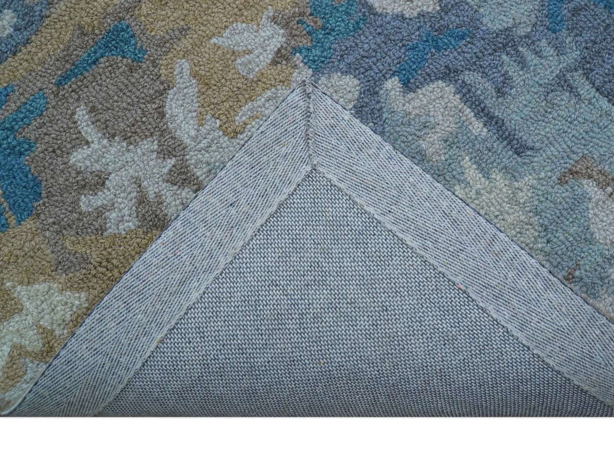 Custom Made Modern Abstract Blue And Beige Hand Tufted Wool Area Rug - Image 7