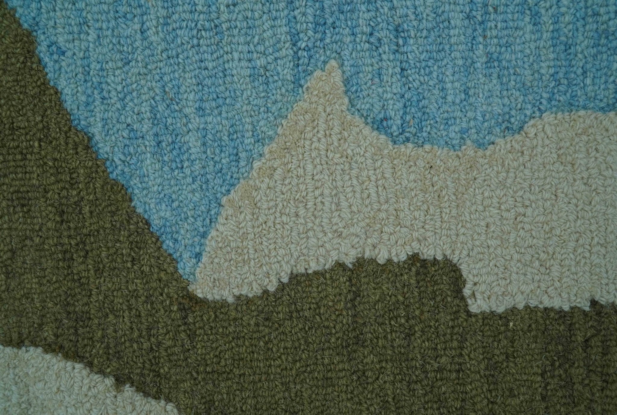 Custom Made Abstract Blue And Green Wool Rug - Image 6
