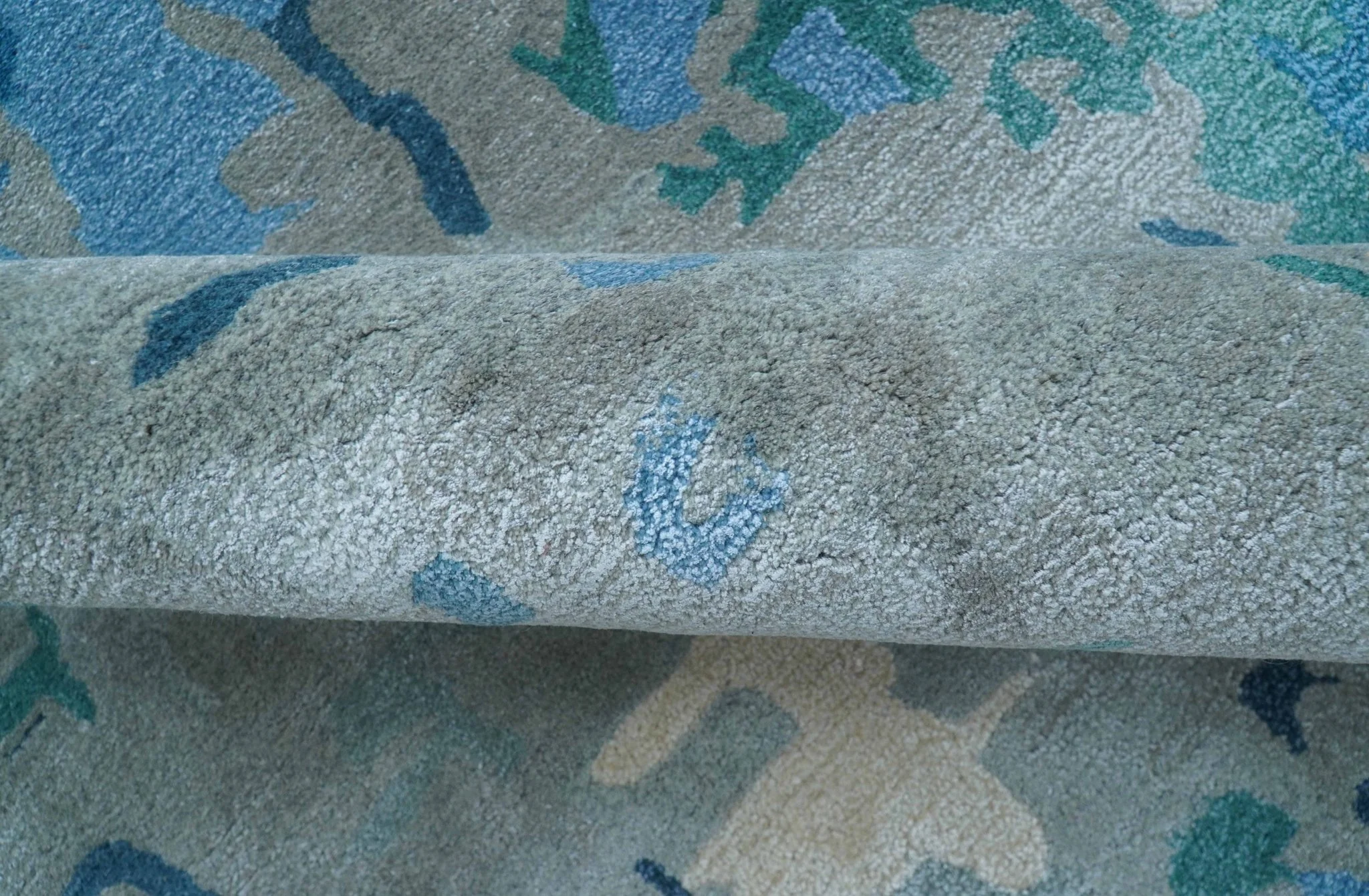 Custom Made Modern Abstract Blue Hand Tufted Wool Art-Silk Rug - Image 10