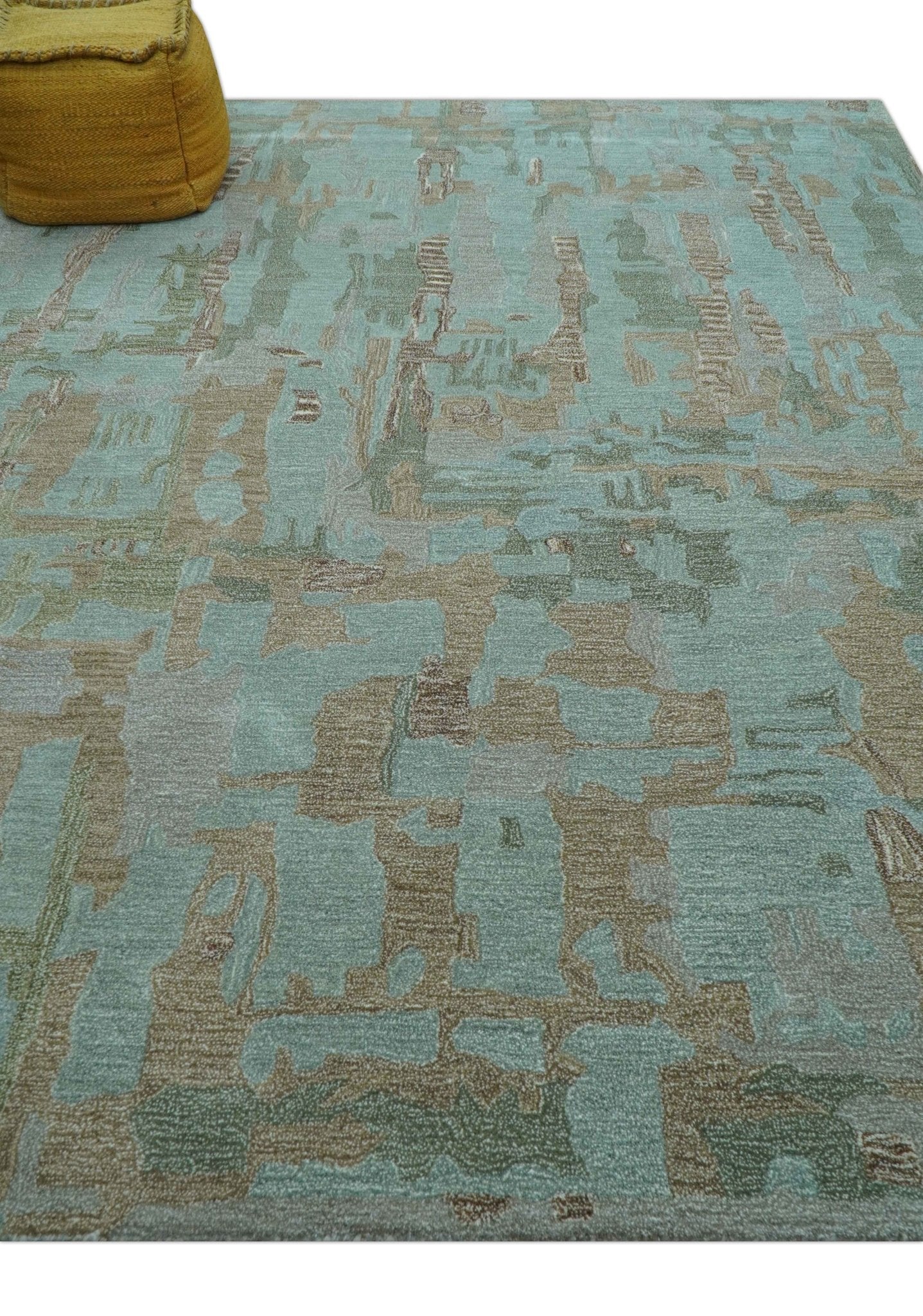 Custom Made Modern Abstract Blue Hand Tufted Wool Area Rug - Image 10