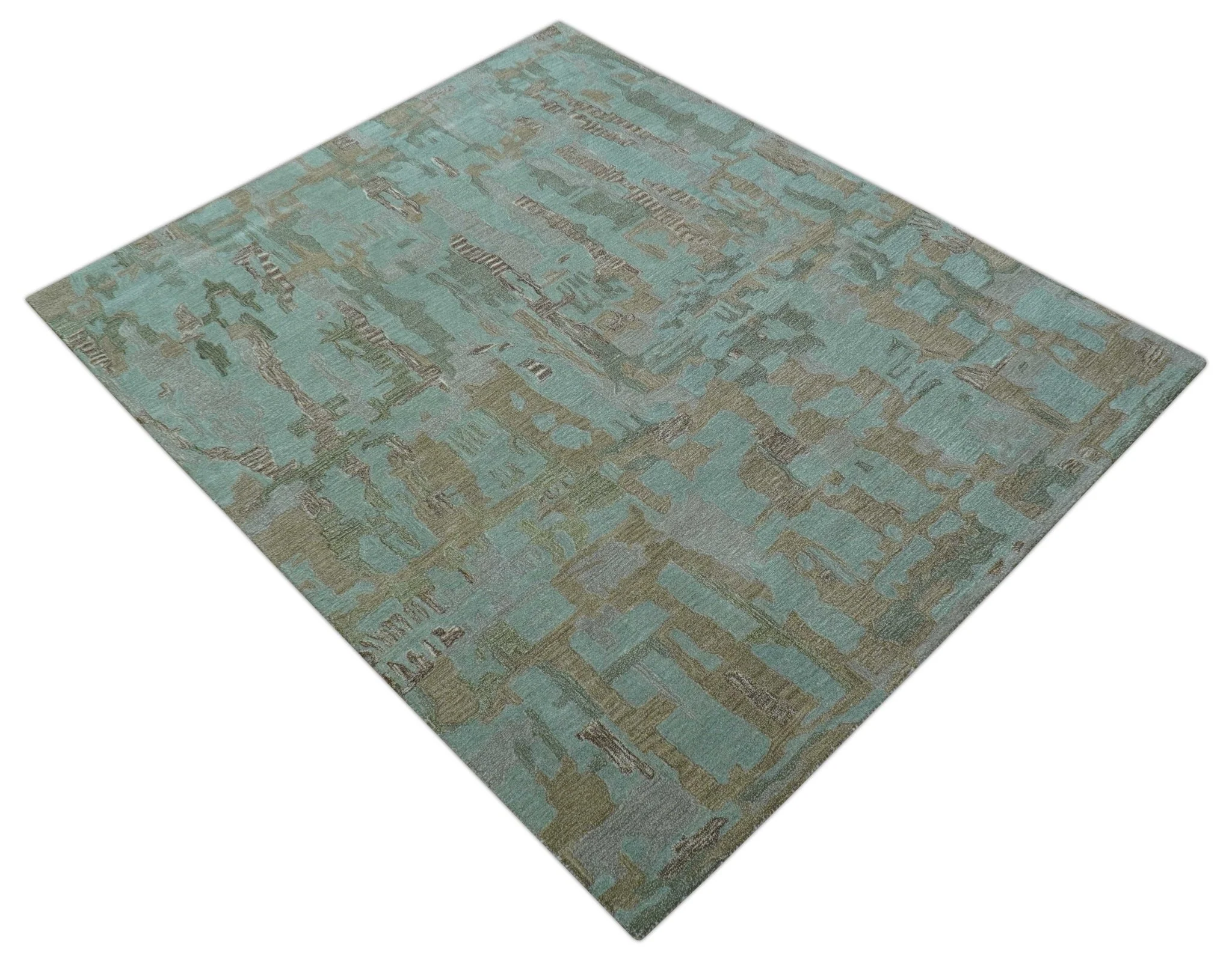 Custom Made Modern Abstract Blue Hand Tufted Wool Area Rug - Image 11