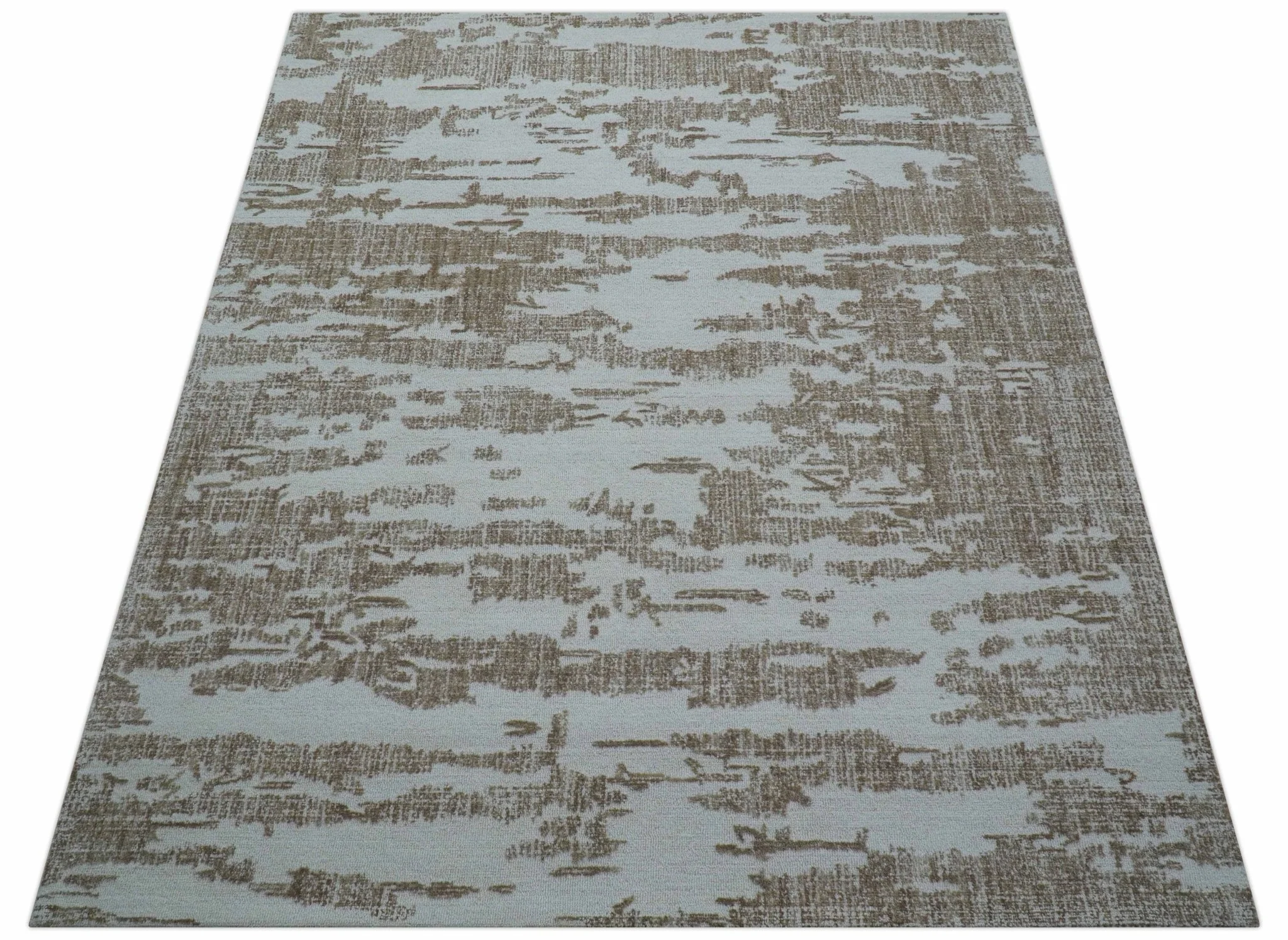 Ella Custom Made Abstract Brown And Ivory Hand Tufted wool rug - Image 10