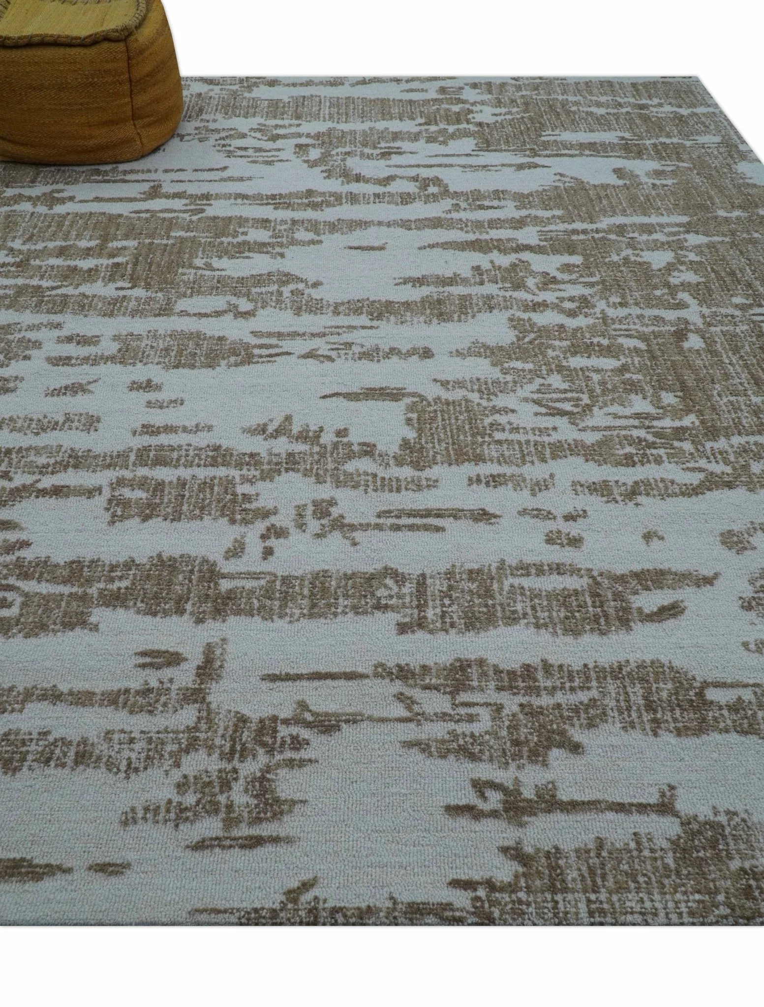 Ella Custom Made Abstract Brown And Ivory Hand Tufted wool rug - Image 3