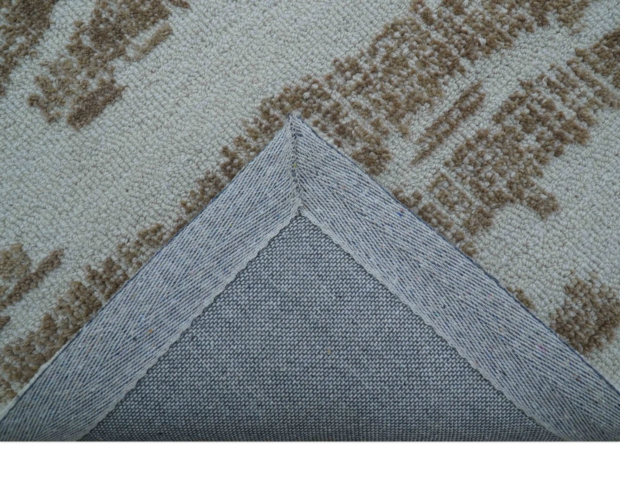 Ella Custom Made Abstract Brown And Ivory Hand Tufted wool rug - Image 4