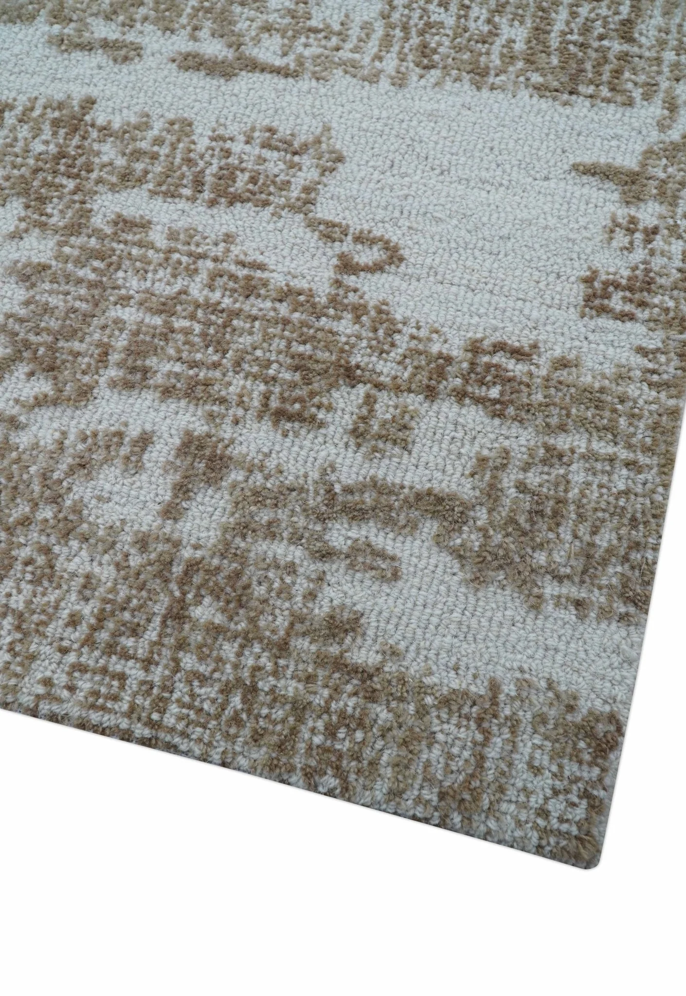 Ella Custom Made Abstract Brown And Ivory Hand Tufted wool rug - Image 5