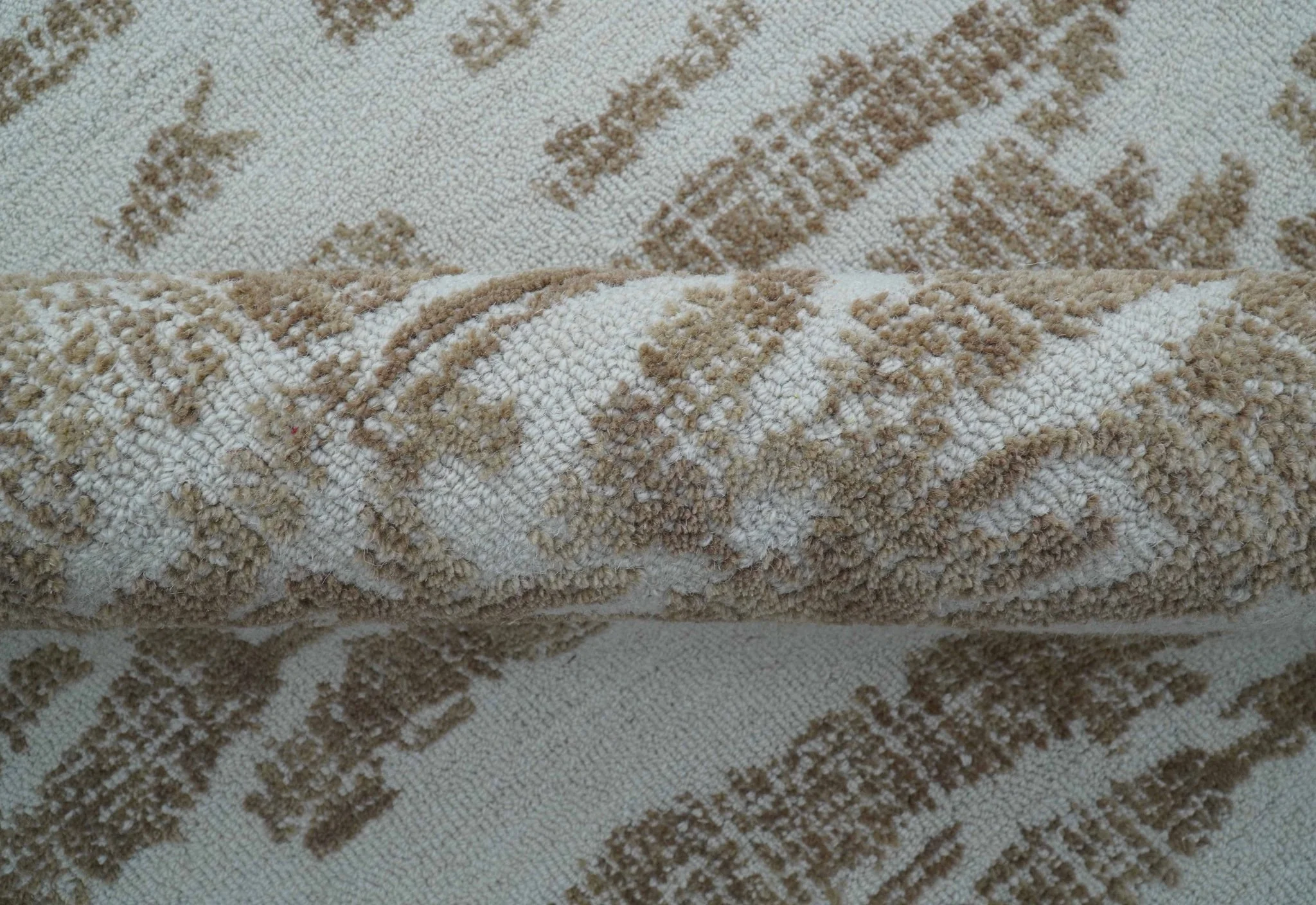 Ella Custom Made Abstract Brown And Ivory Hand Tufted wool rug - Image 8