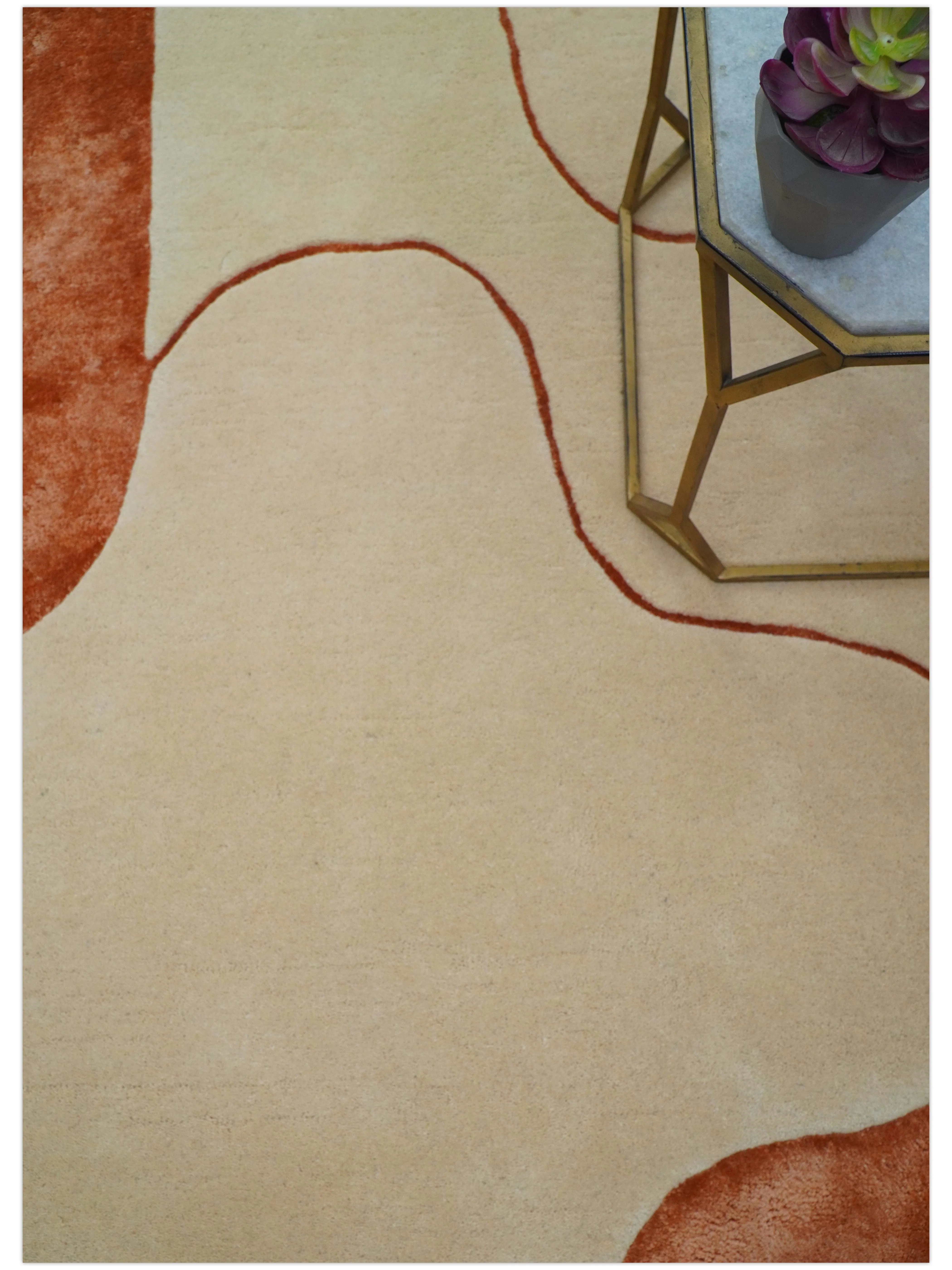 Maze Custom Made Modern Design Beige Hand Tufted Wool Rug - Image 10