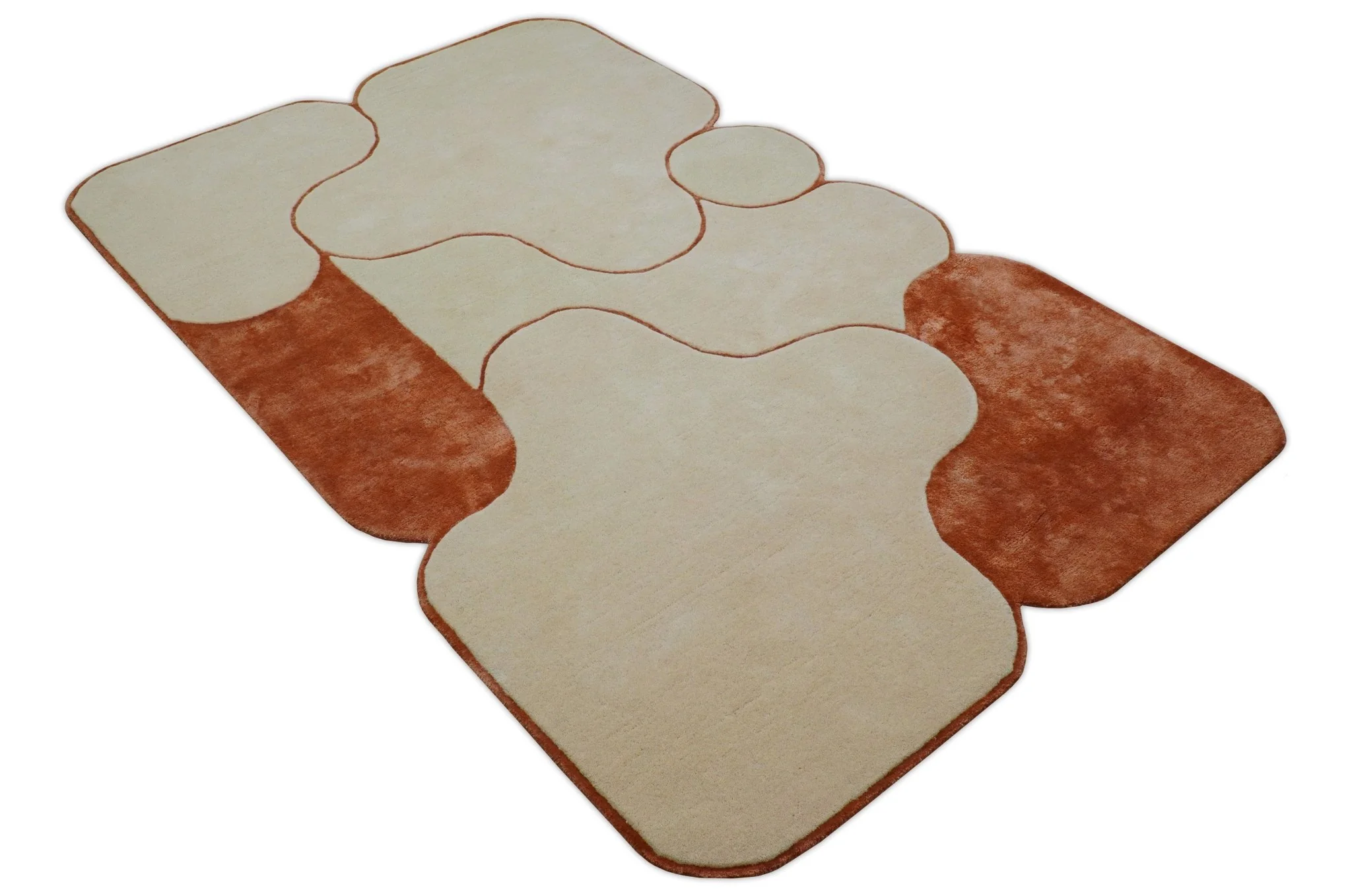 Maze Custom Made Modern Design Beige Hand Tufted Wool Rug - Image 3