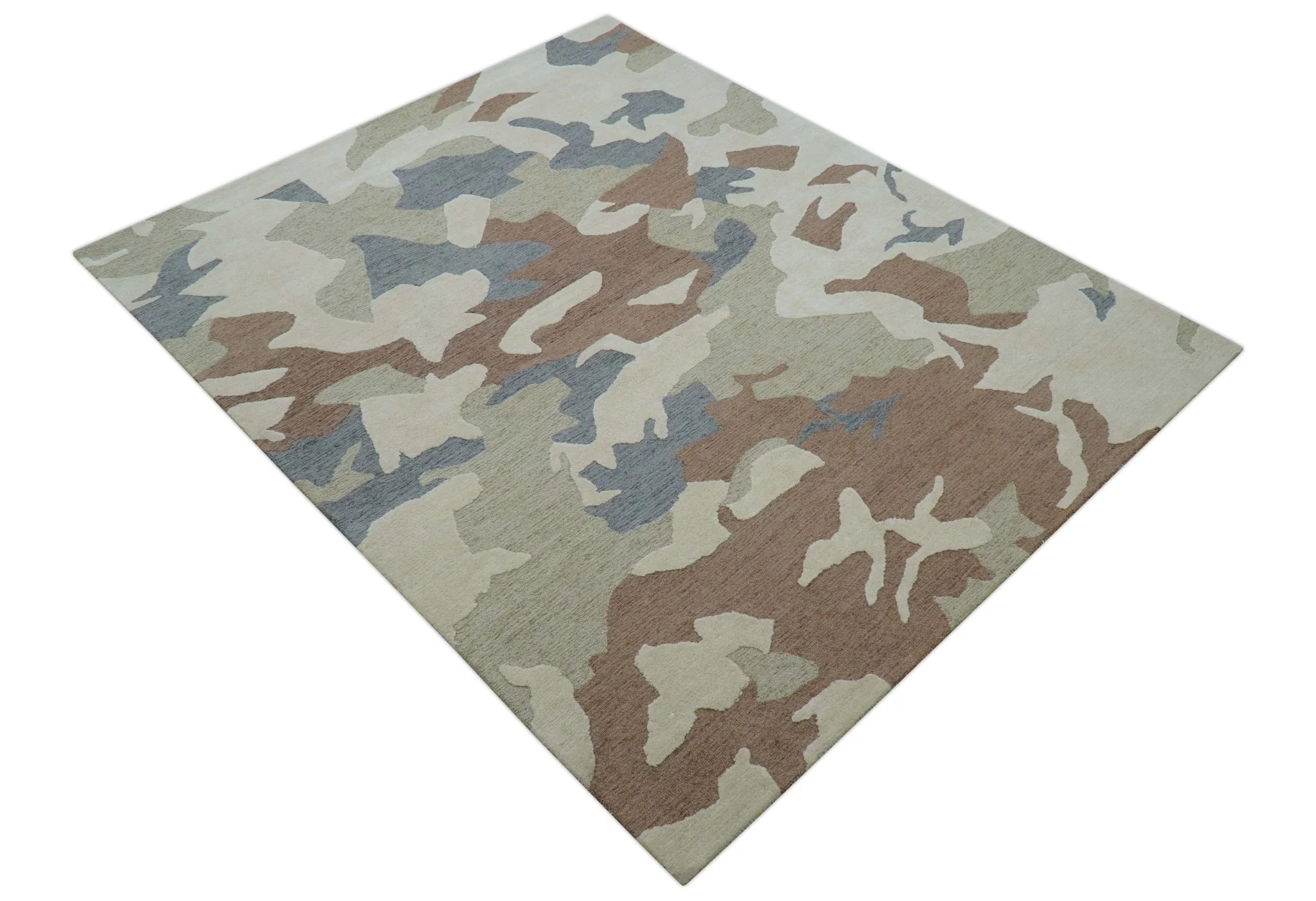 Custom Made Modern Abstract Design Beige Hand Tufted Wool Area Rug - Image 10