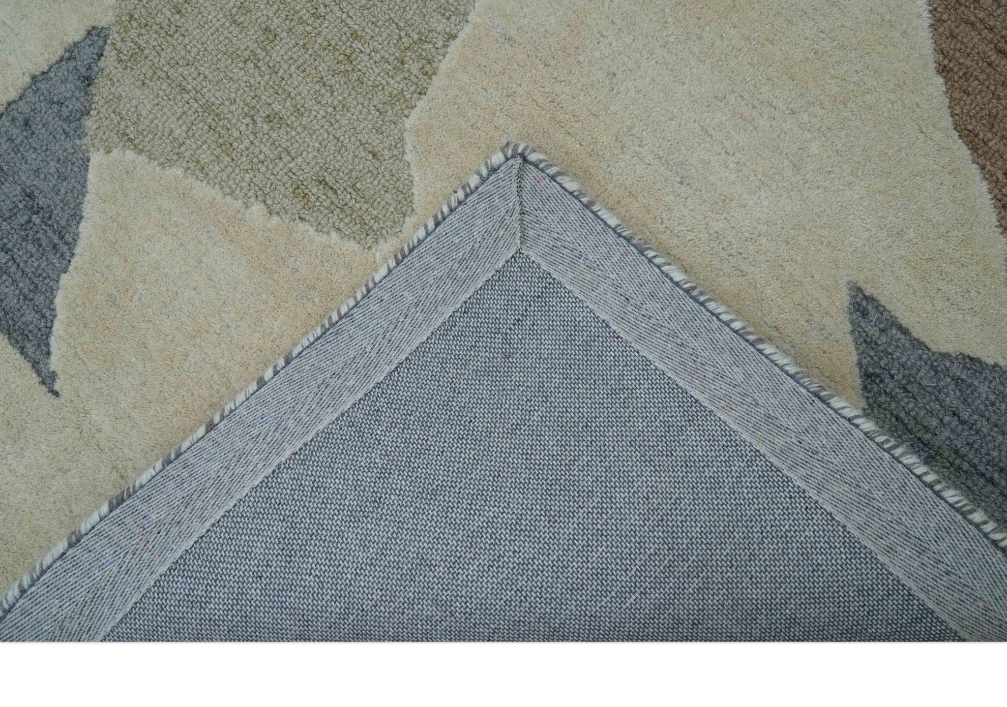 Custom Made Modern Abstract Design Beige Hand Tufted Wool Area Rug - Image 5