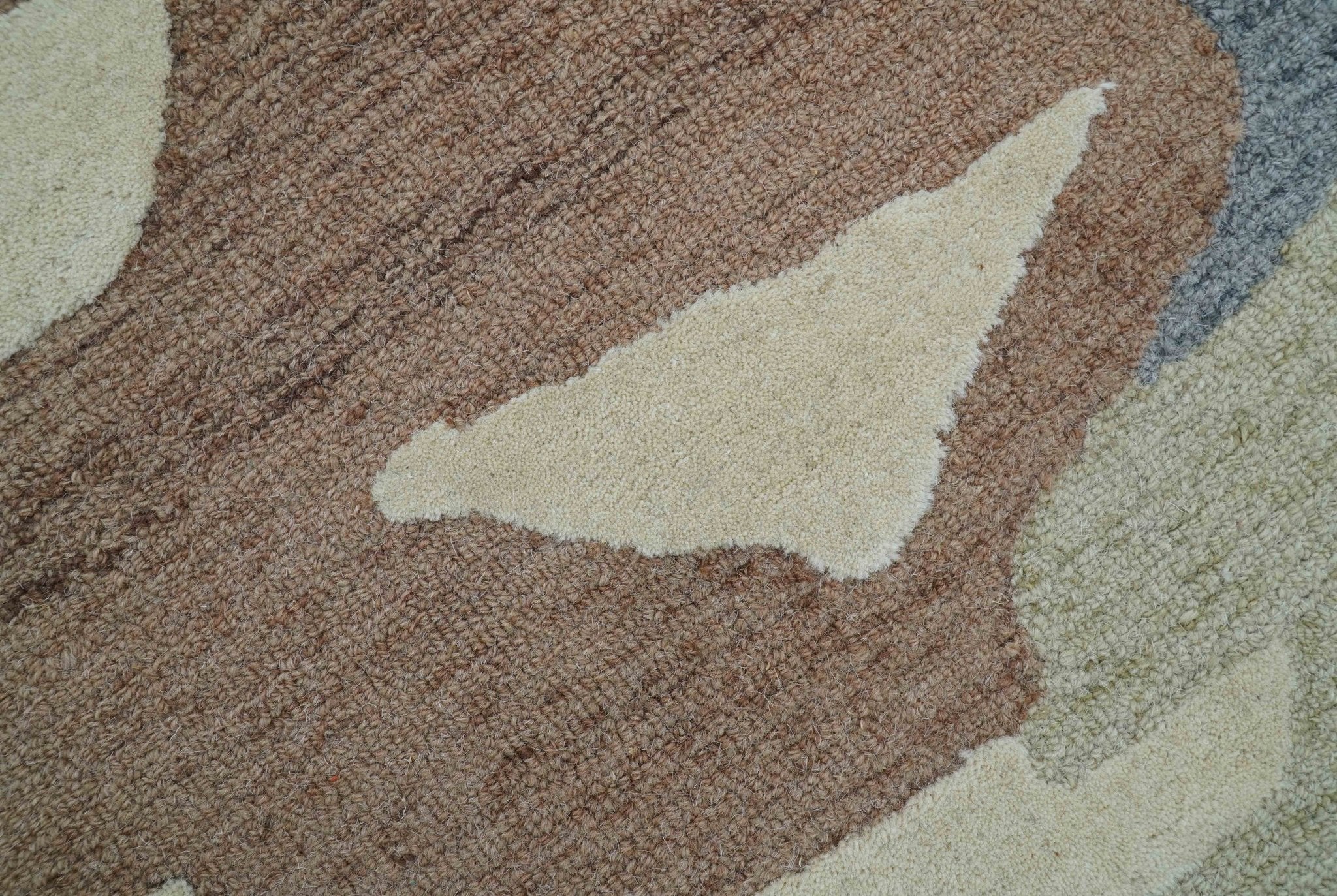 Custom Made Modern Abstract Design Beige Hand Tufted Wool Area Rug - Image 8