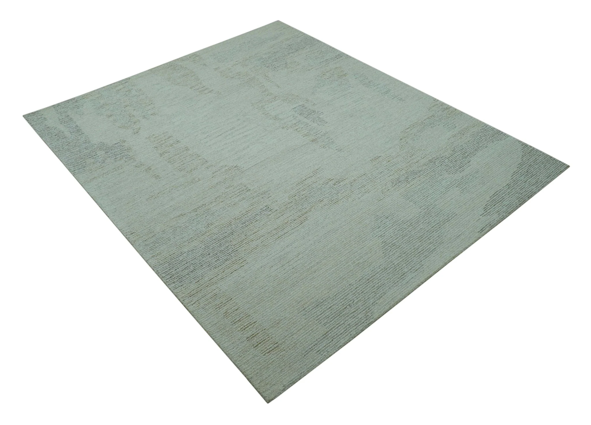 Custom Made Modern Abstract Design Ivory, Blue and Brown Hand Tufted Wool Area Rug - Image 10